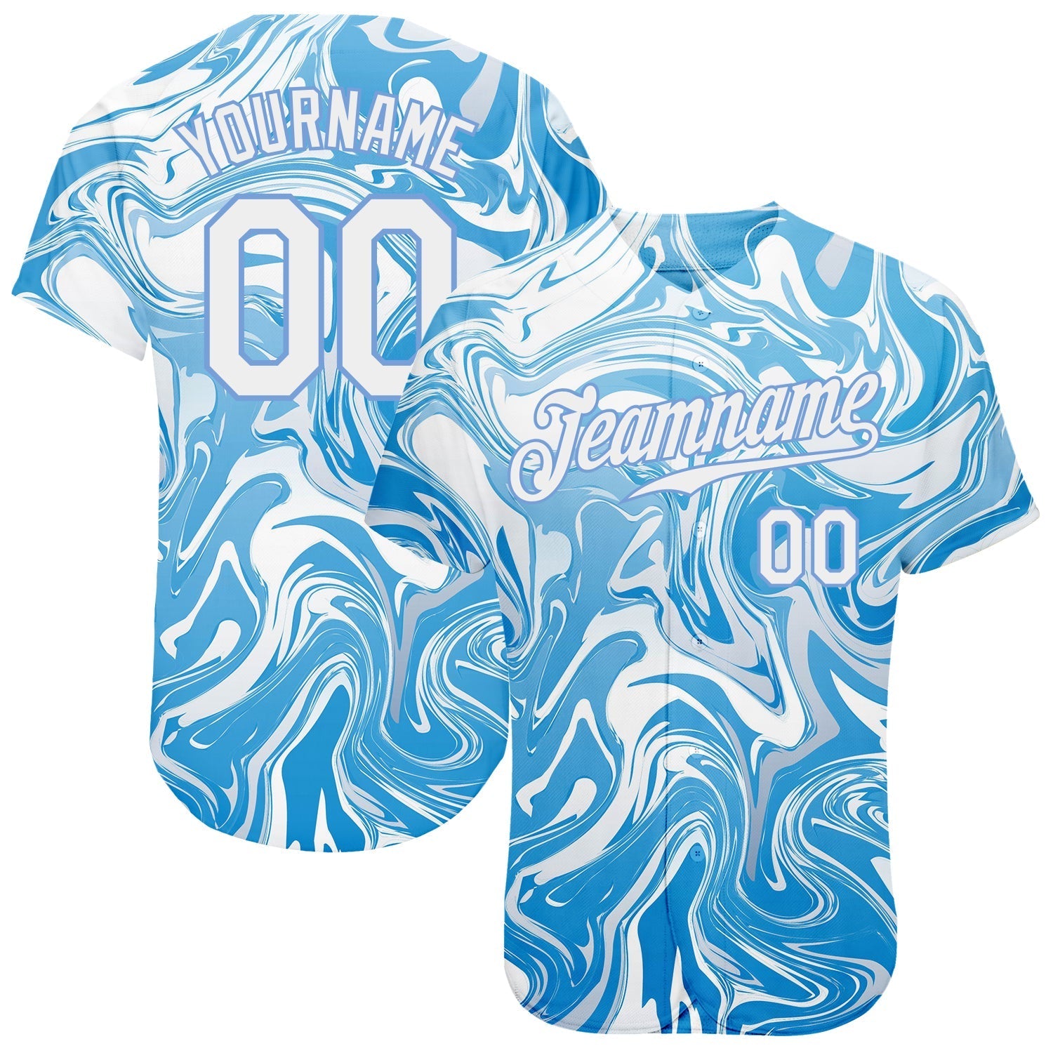 Custom 3D Pattern Design Abstract Ocean With Waves Fluid Art Authentic Baseball Jersey baseball jersey product view 1