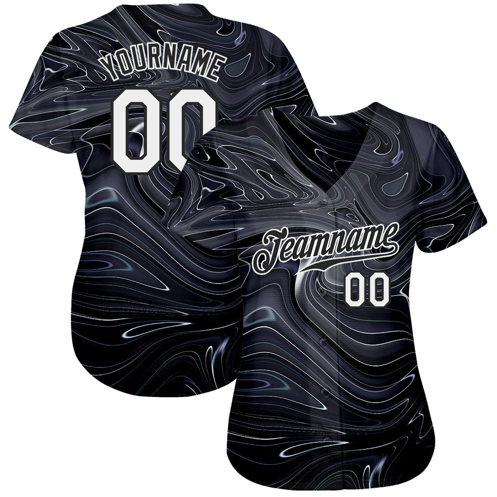 Custom 3D Pattern Design Abstract Liquid Marbling Fluid Art Authentic Baseball Jersey baseball jersey product view 2