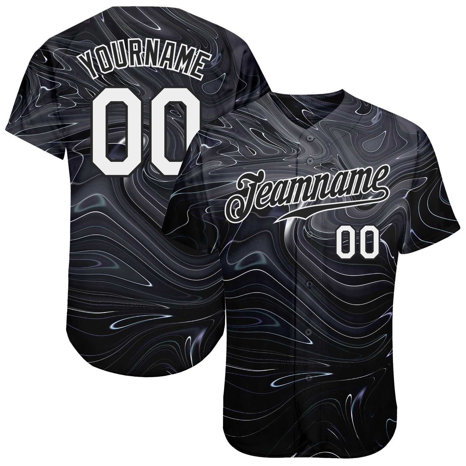 Custom 3D Pattern Design Abstract Liquid Marbling Fluid Art Authentic Baseball Jersey baseball jersey product view 1