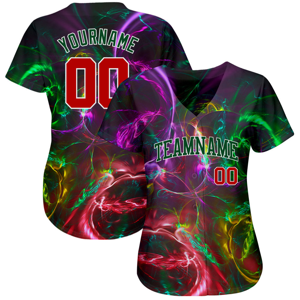 Custom 3D Pattern Design Abstract Fractal Rendering Authentic Baseball Jersey baseball jersey product view 2