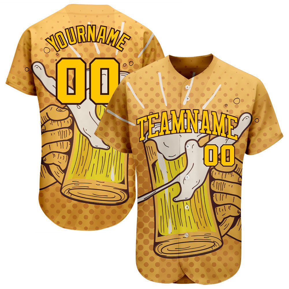 Custom 3D Pattern Design Let's Drink Authentic Baseball Jersey baseball jersey product view 1