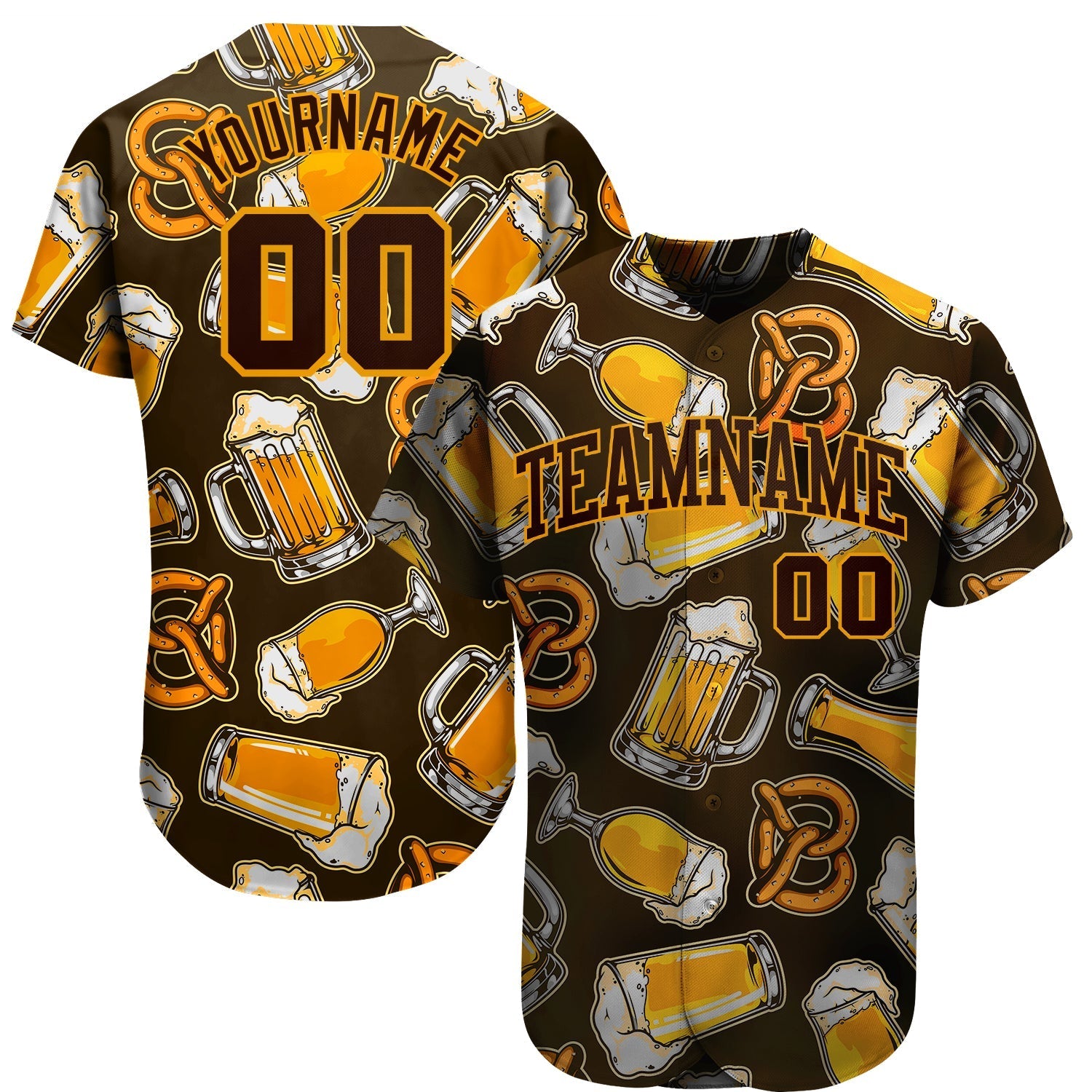 Custom 3D Pattern Design Beer Authentic Baseball Jersey baseball jersey product view 1