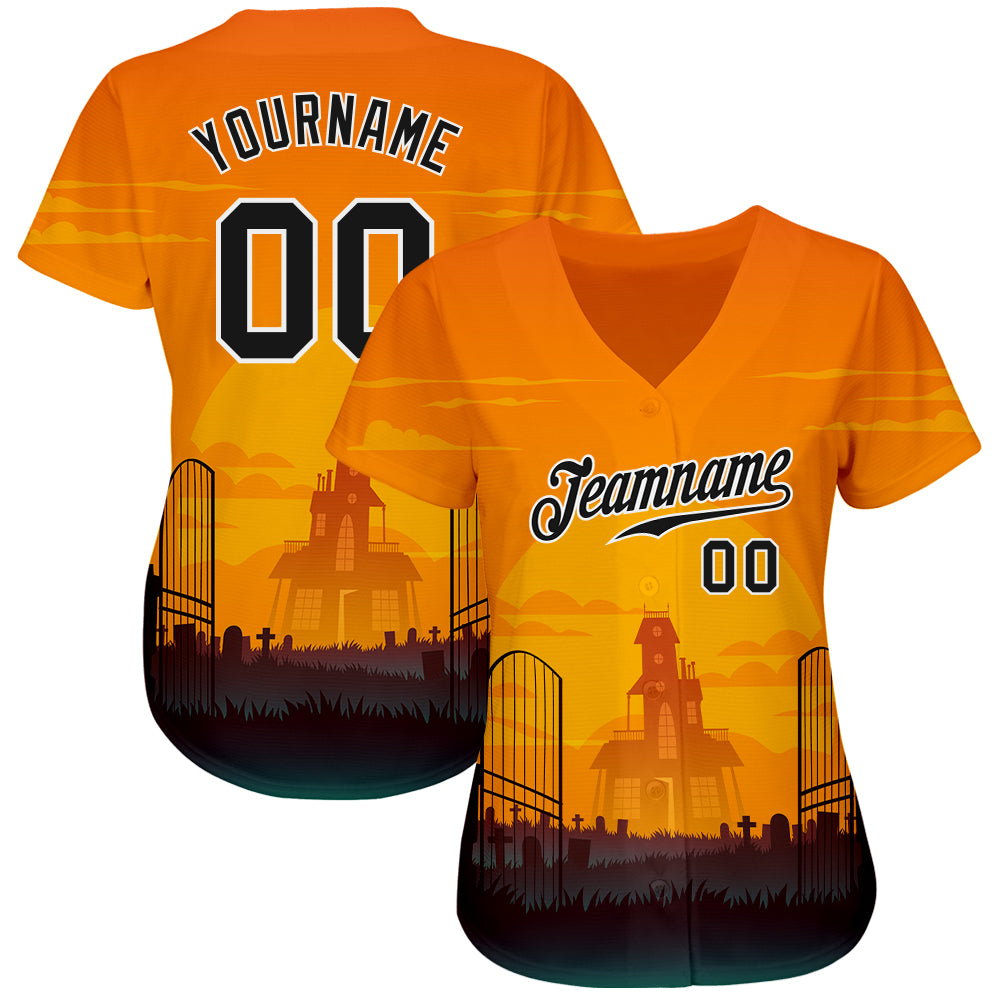 Custom 3D Pattern Halloween Horror Night Authentic Baseball Jersey baseball jersey product view 2