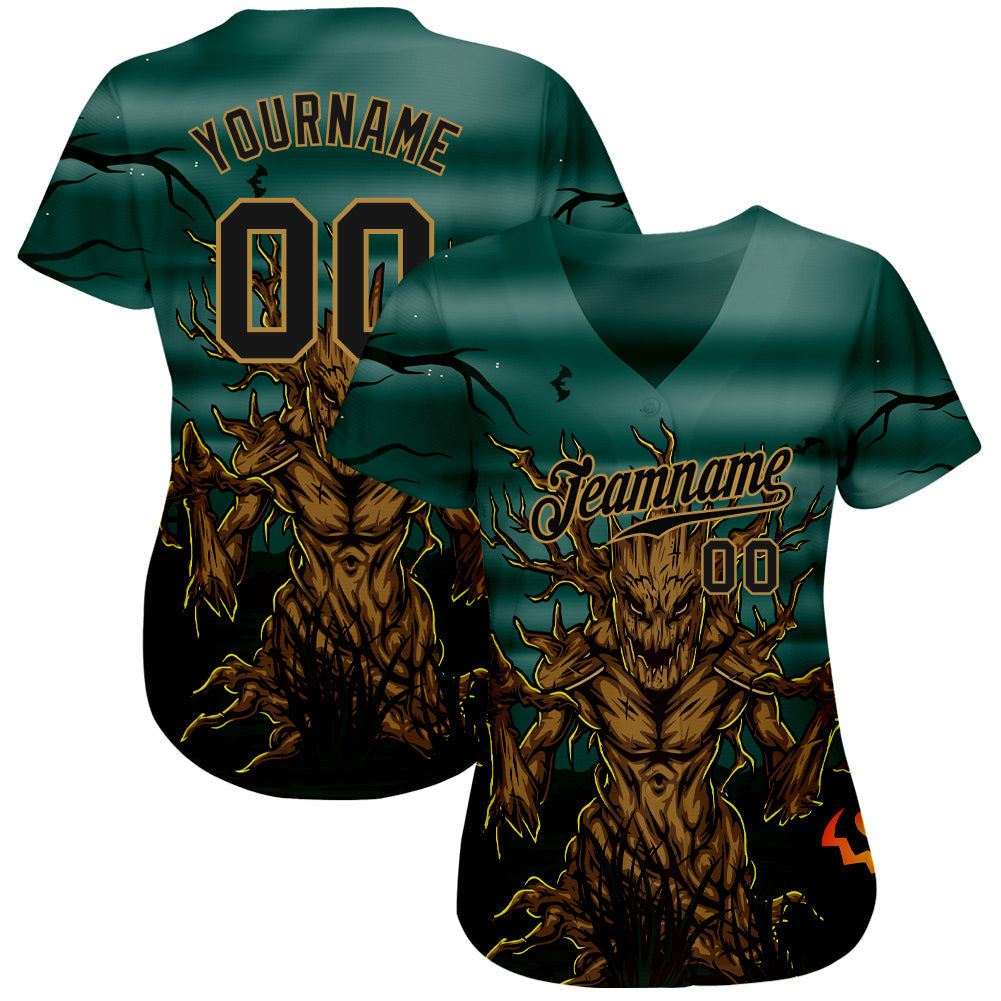 Custom 3D Pattern Halloween Trick Treat Horror Night Authentic Baseball Jersey baseball jersey product view 2