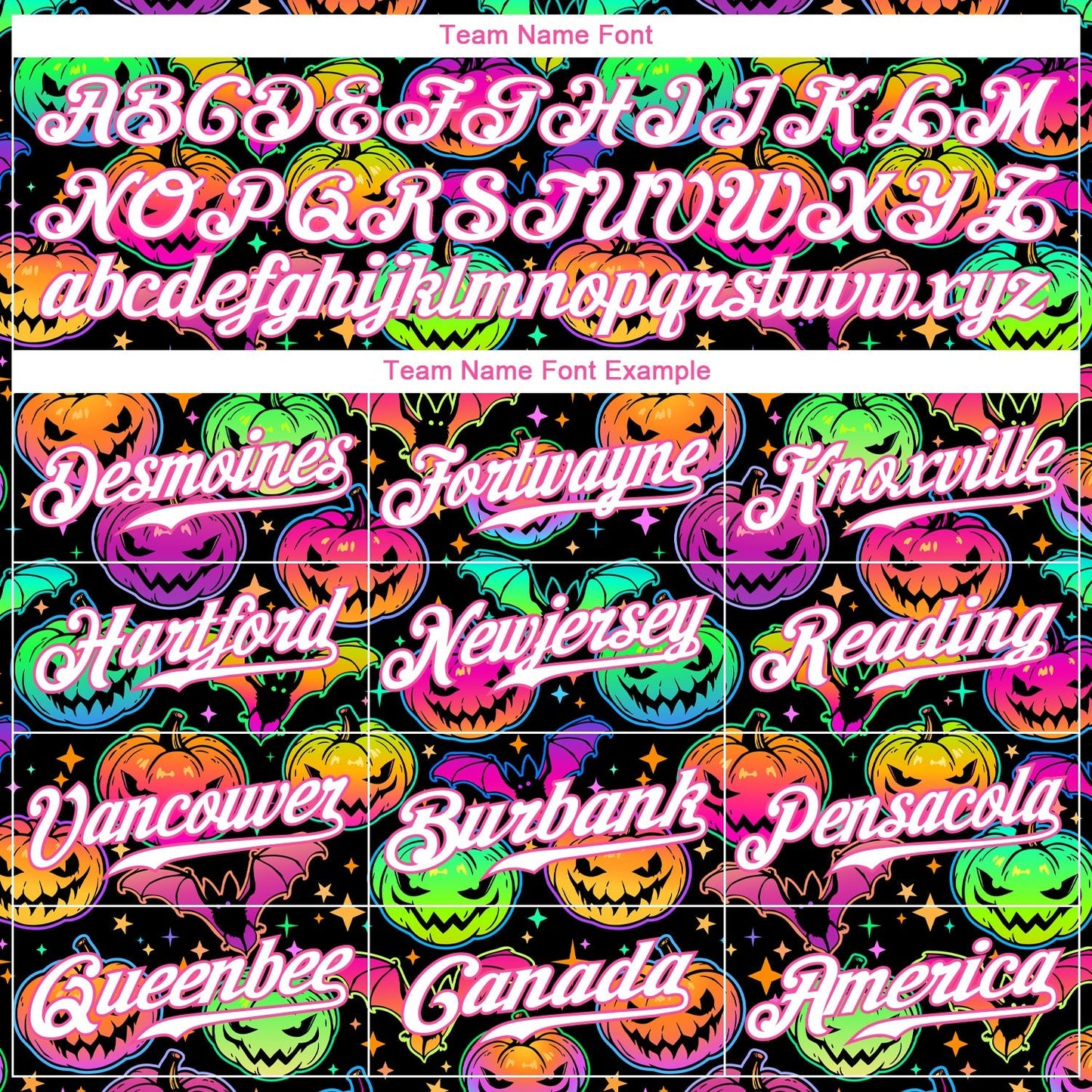 Custom 3D Pattern Bright Multicolored Halloween Pumpkins And Bats Authentic Baseball Jersey baseball jersey product view 4