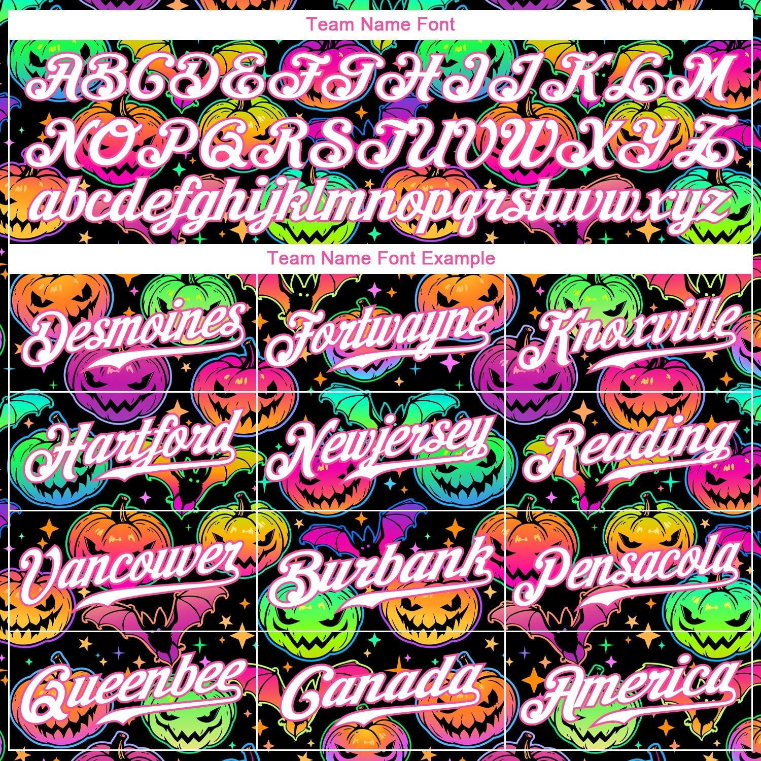 Custom 3D Pattern Bright Multicolored Halloween Pumpkins And Bats Authentic Baseball Jersey baseball jersey product view 4