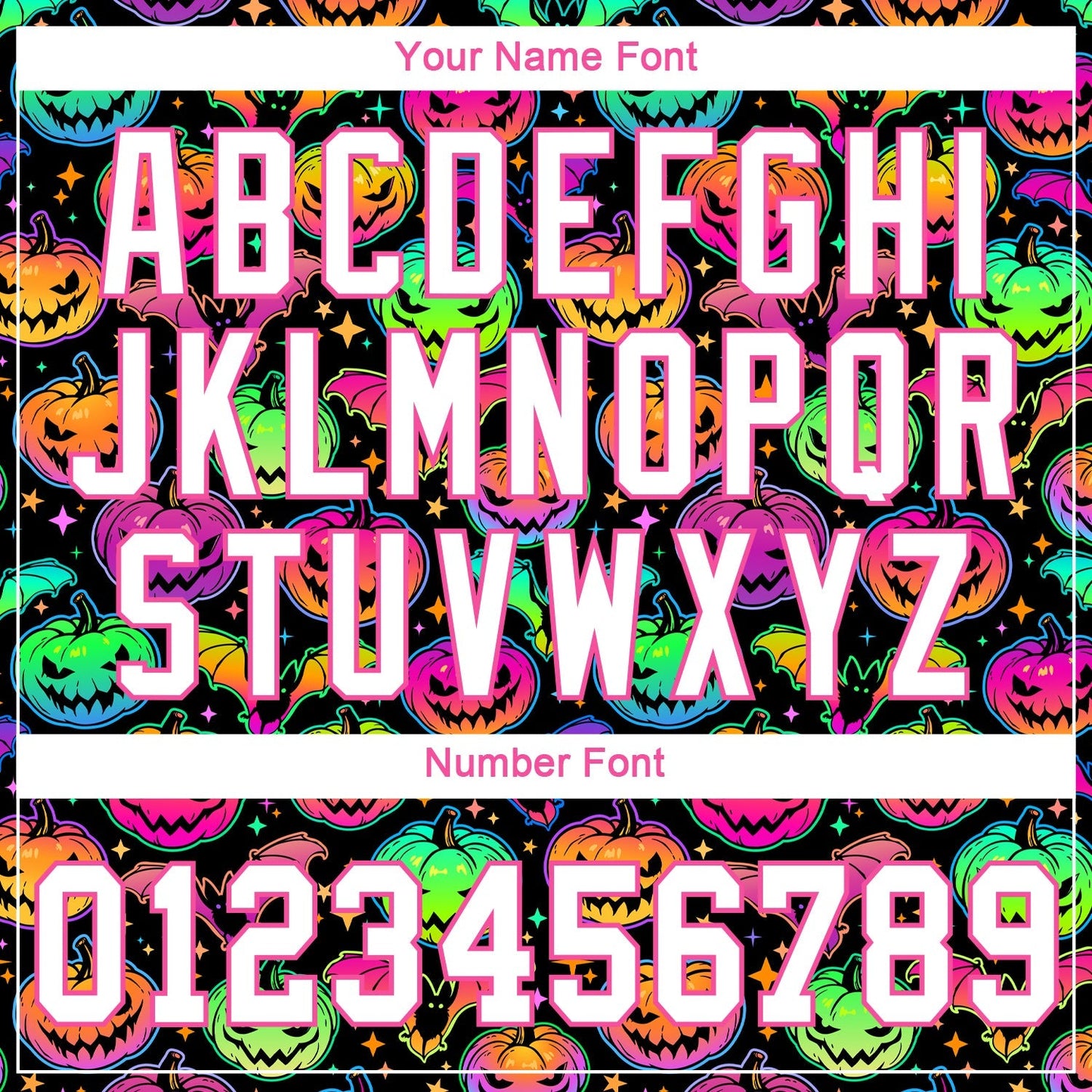 Custom 3D Pattern Bright Multicolored Halloween Pumpkins And Bats Authentic Baseball Jersey baseball jersey product view 5
