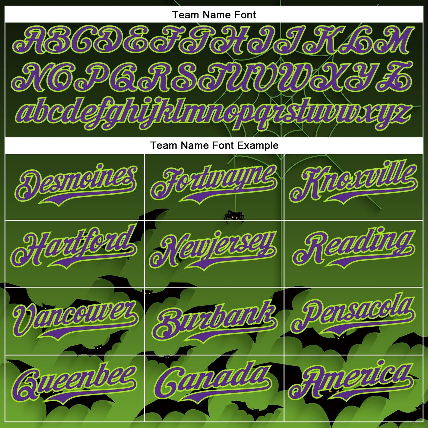 Custom Green Purple Black-Neon Green 3D Halloween Spider Net Bats Party Costume Ideas Authentic Baseball Jersey baseball jersey product view 4