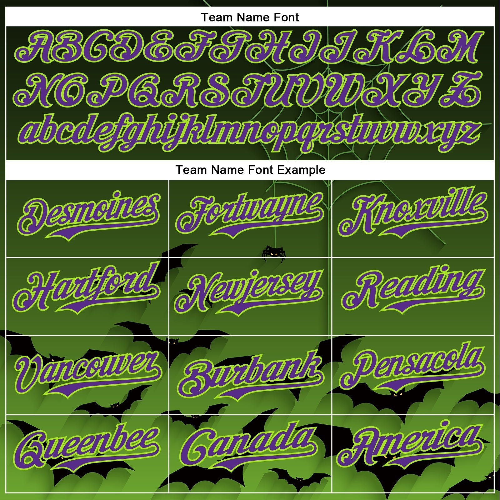 Custom Green Purple Black-Neon Green 3D Halloween Spider Net Bats Party Costume Ideas Authentic Baseball Jersey baseball jersey product view 4