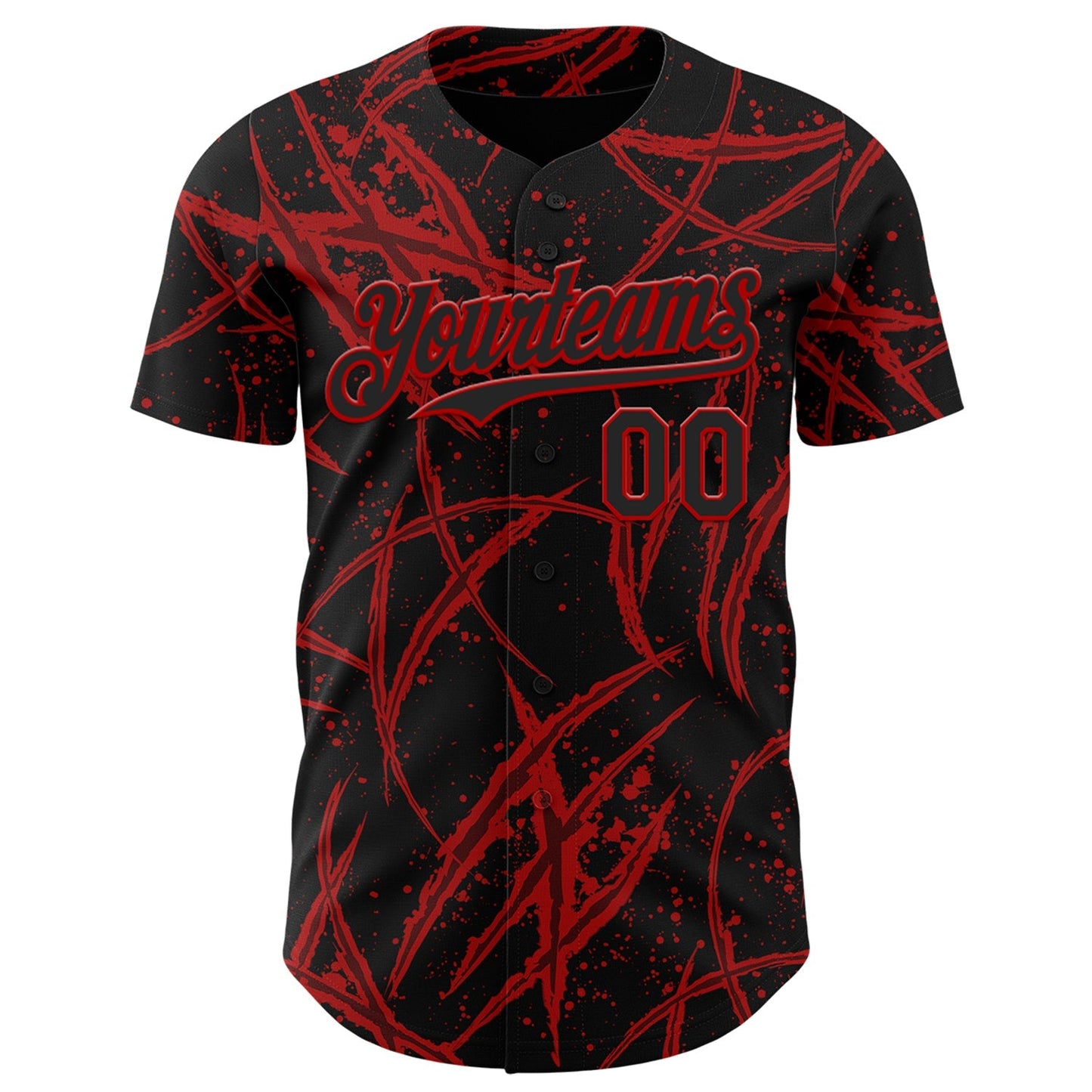 Custom Black Red 3D Halloween Horror Night Trick Treat Party Costume Ideas Authentic Baseball Jersey baseball jersey product view 2
