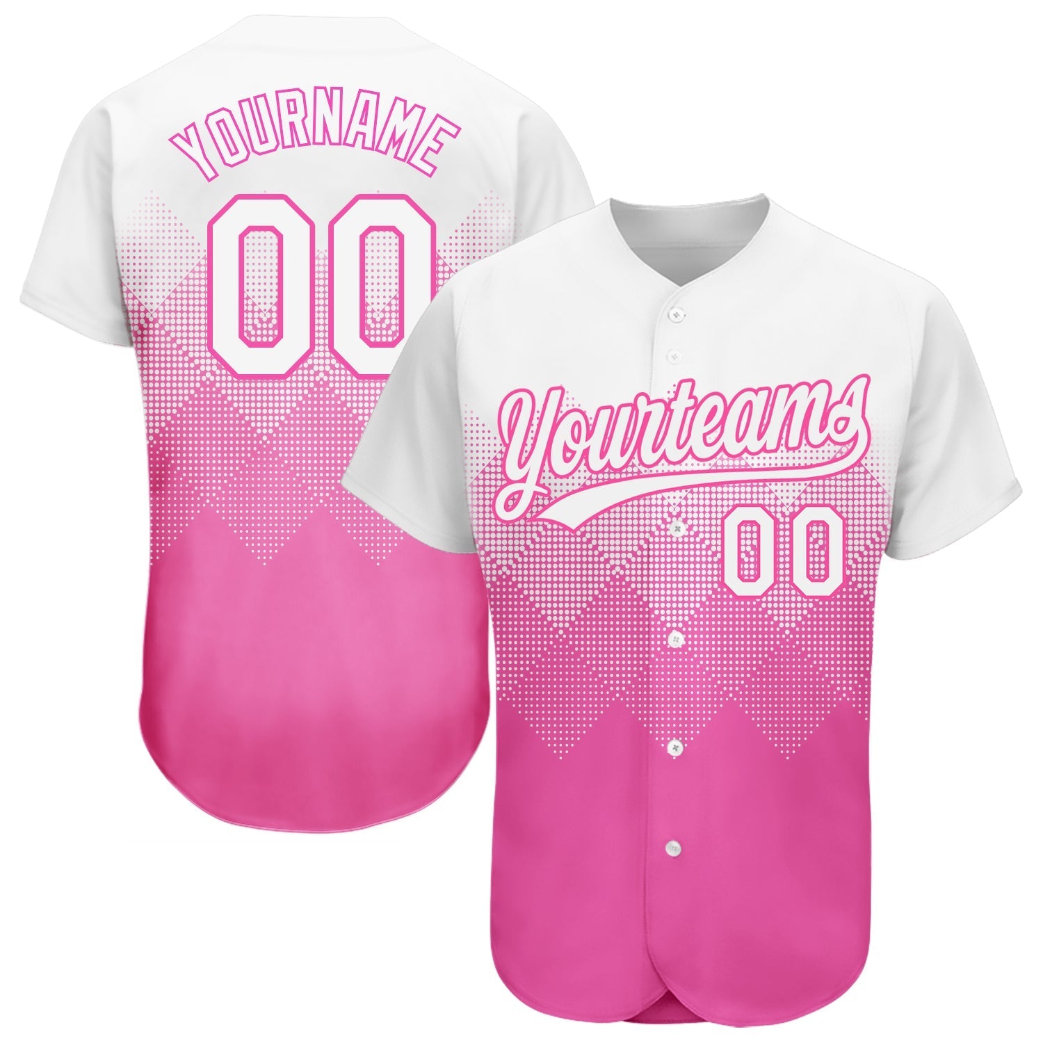 Custom Pink White 3D Pattern Design Authentic Baseball Jersey baseball jersey product view 1