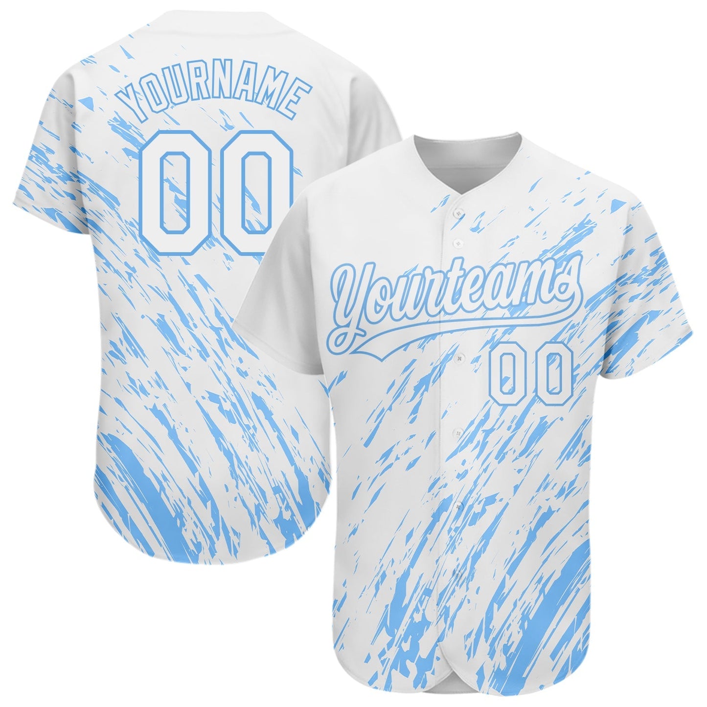 Custom White Light Blue 3D Pattern Design Authentic Baseball Jersey baseball jersey product view 1