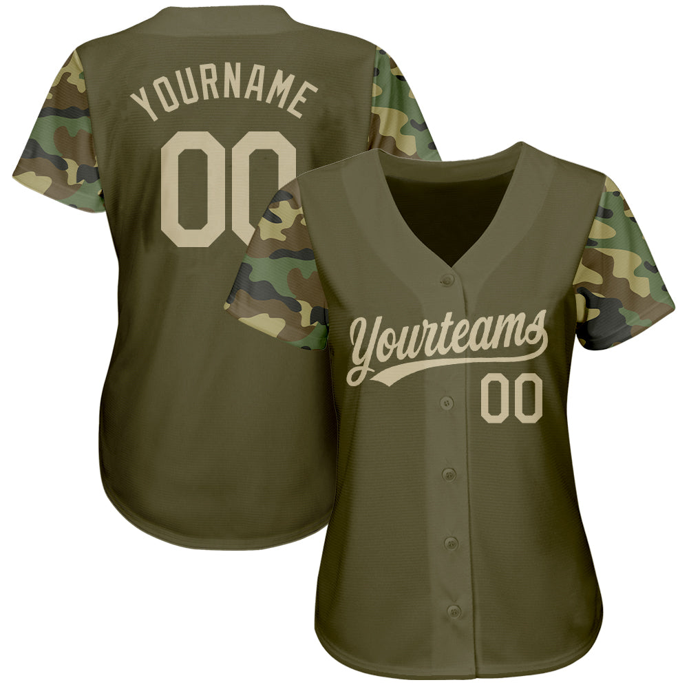 Custom Olive Vegas Gold Digital Camo Two Tone Authentic Baseball Jersey baseball jersey product view 2