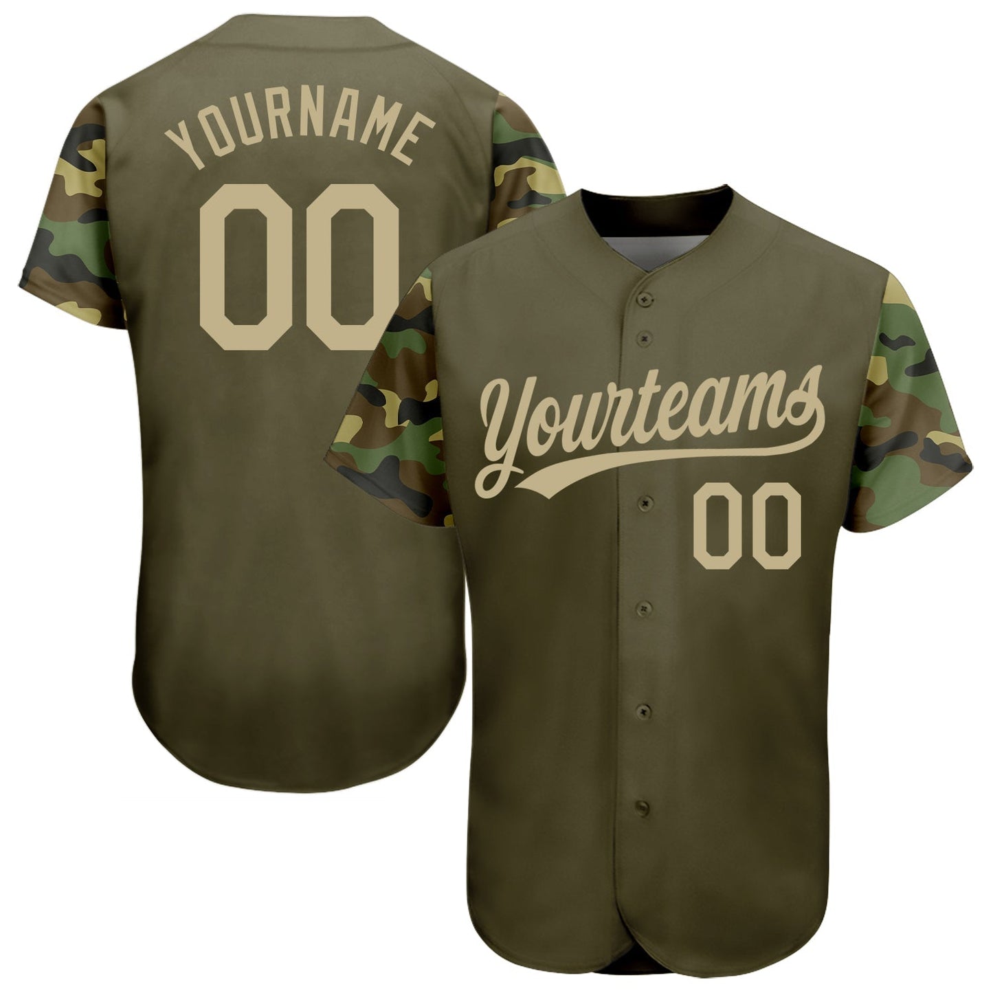 Custom Olive Vegas Gold Digital Camo Two Tone Authentic Baseball Jersey baseball jersey product view 1
