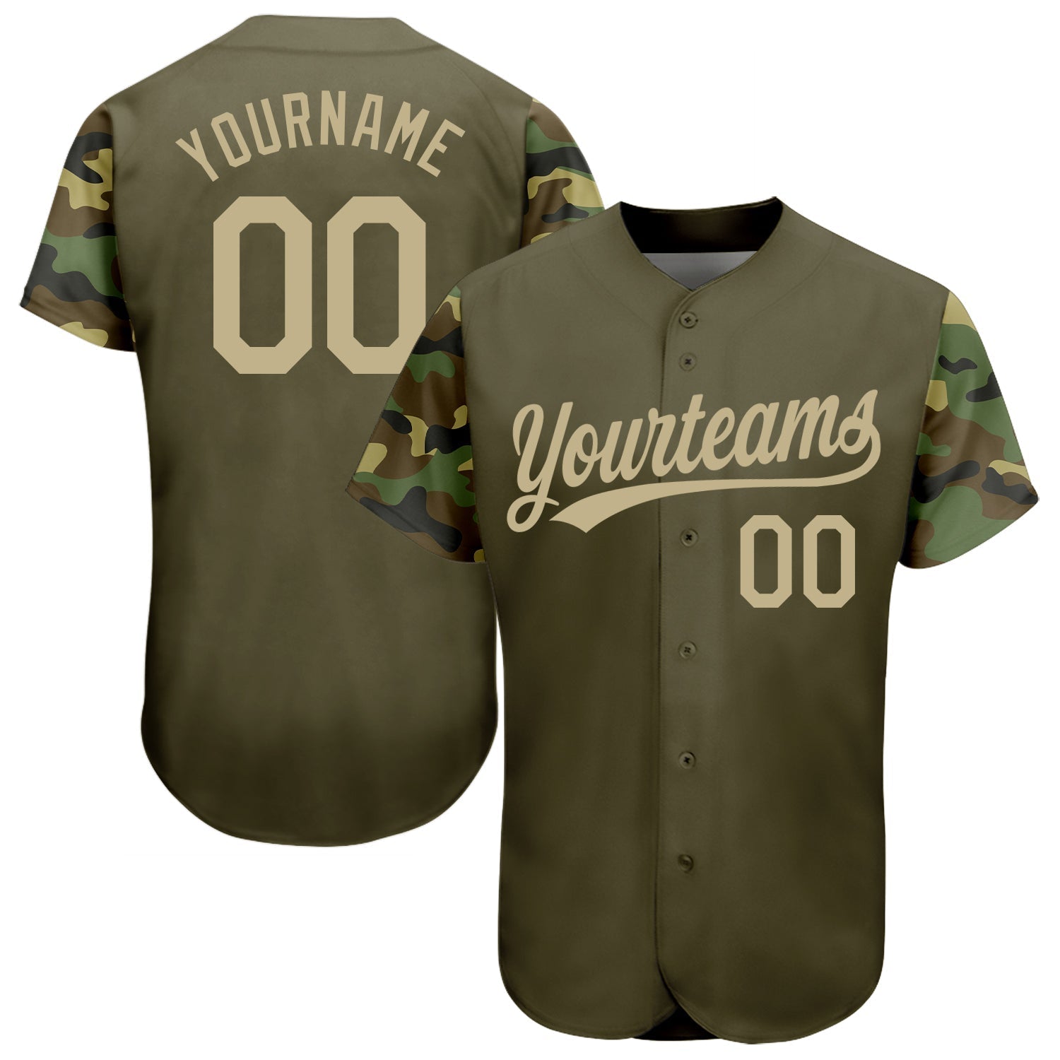Custom Olive Vegas Gold Digital Camo Two Tone Authentic Baseball Jersey baseball jersey product view 1