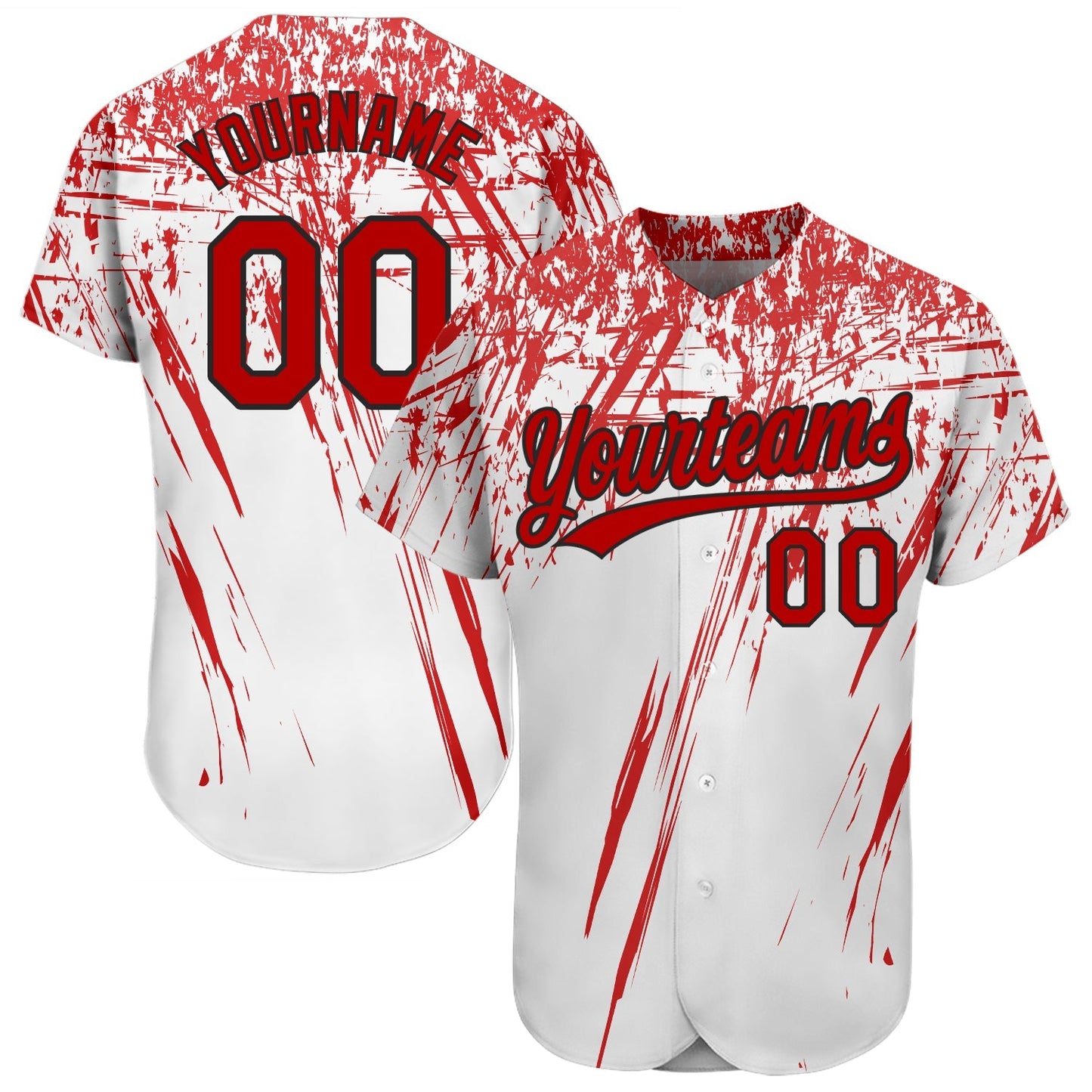 Custom White Red-Black 3D Pattern Design Authentic Baseball Jersey baseball jersey product view 1