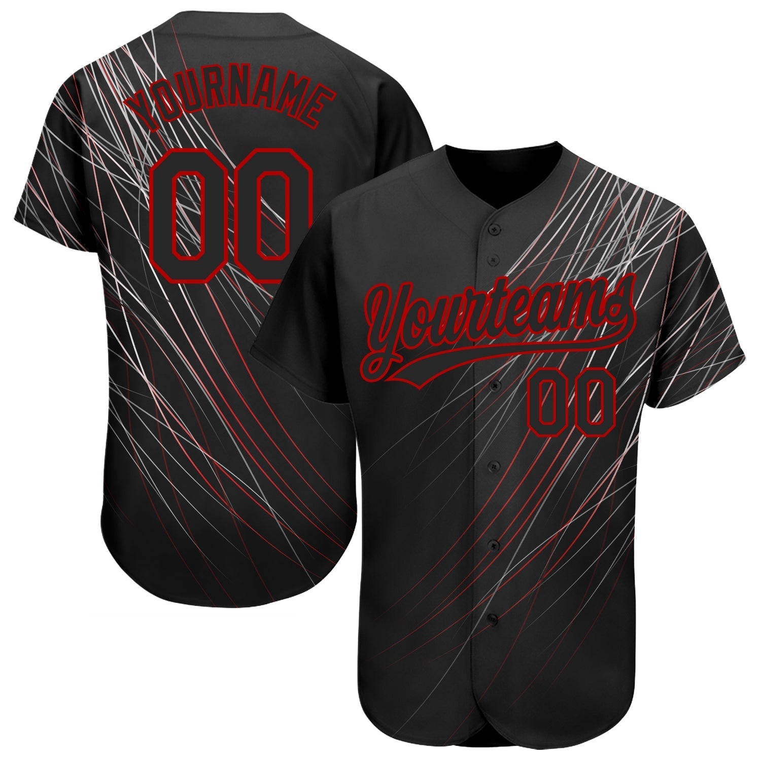 Custom Black Black-Red 3D Pattern Design Authentic Baseball Jersey baseball jersey product view 1