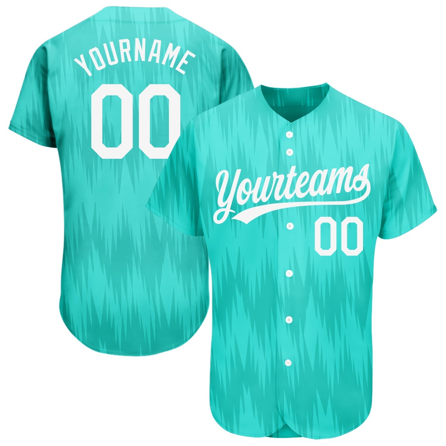Custom Teal White 3D Pattern Design Authentic Baseball Jersey baseball jersey product view 1