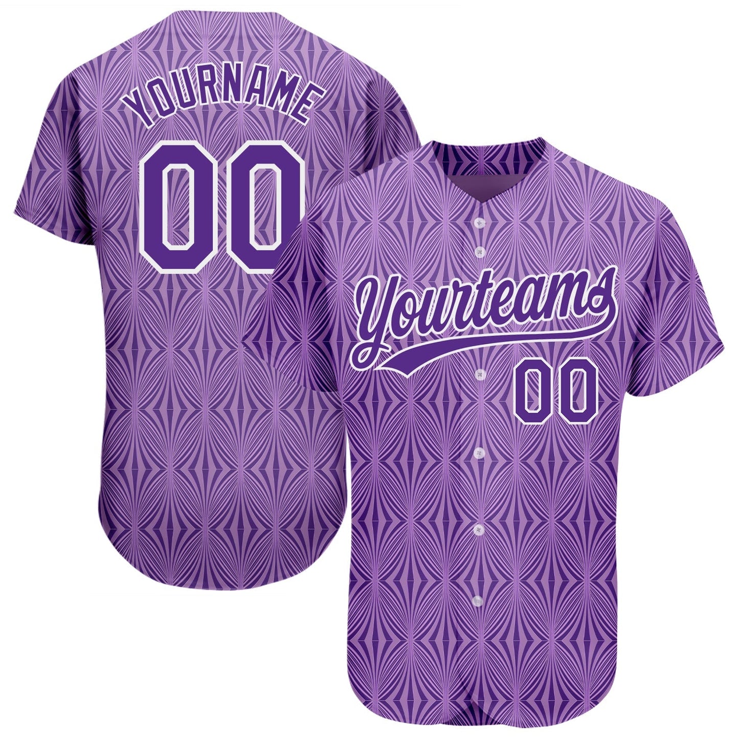 Custom Purple Purple-White 3D Pattern Design Authentic Baseball Jersey baseball jersey product view 1