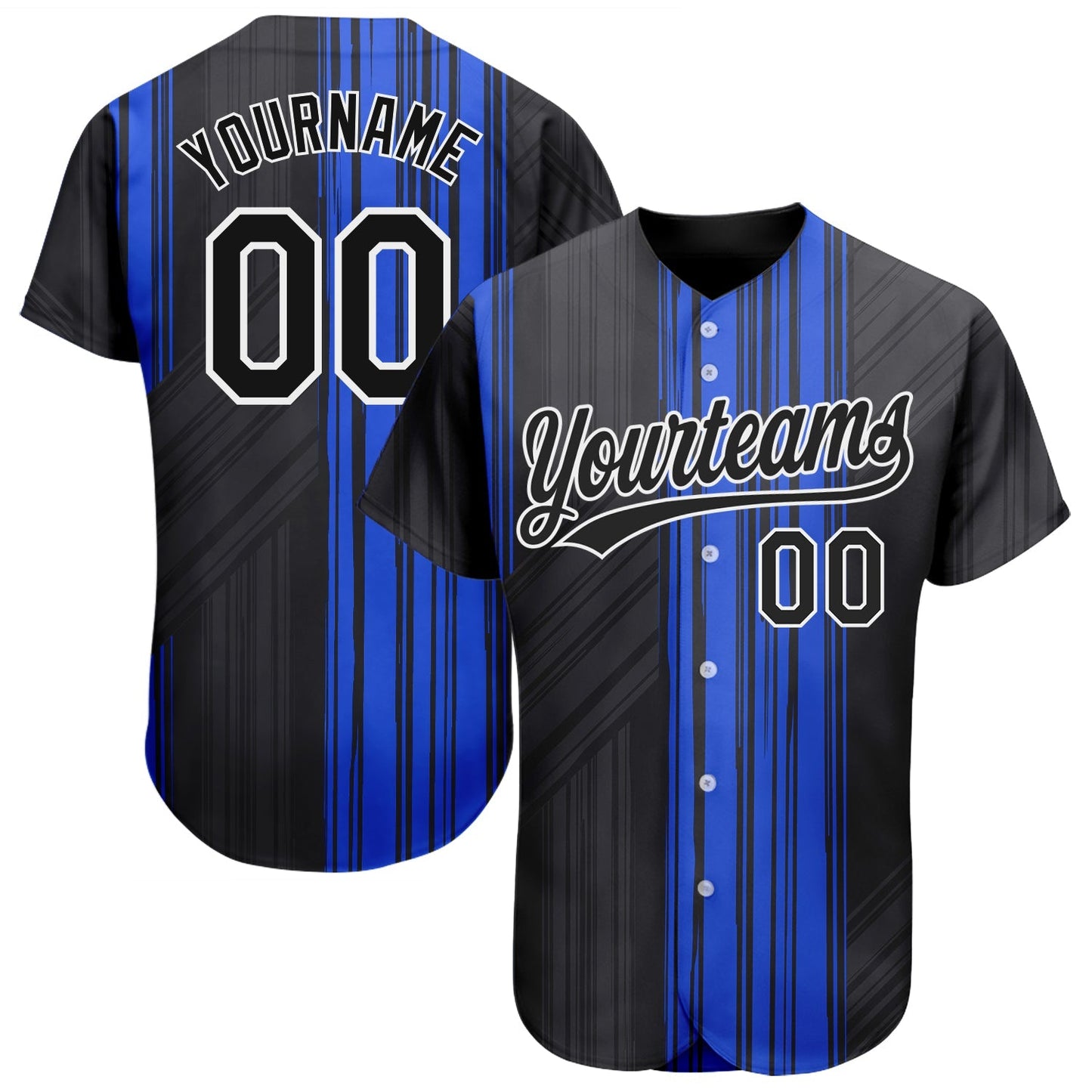 Custom Royal Black-White 3D Pattern Design Authentic Baseball Jersey baseball jersey product view 1