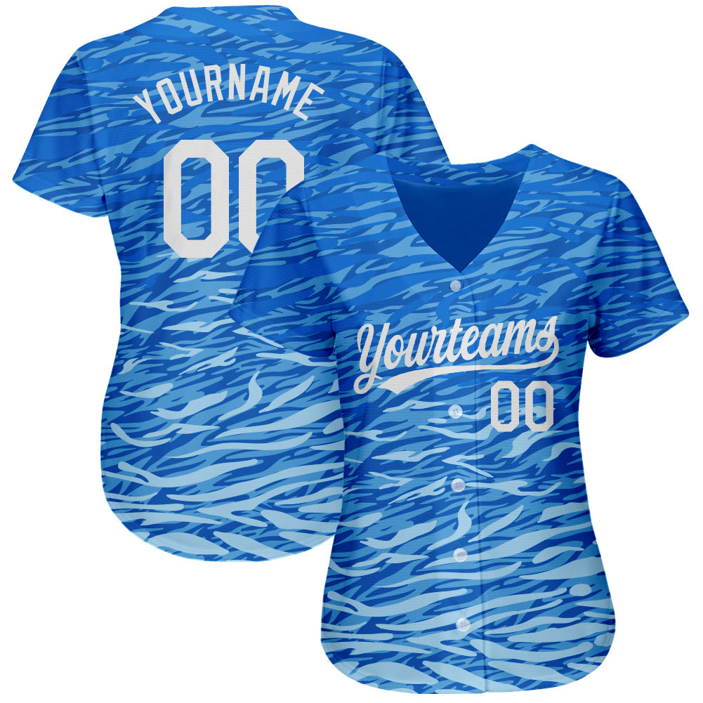 Custom Royal White 3D Pattern Design Authentic Baseball Jersey baseball jersey product view 2