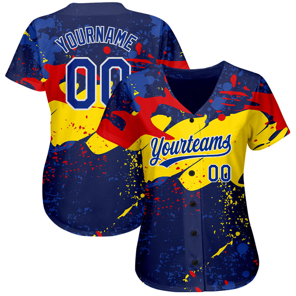 Custom Figure Royal-Gold 3D Pattern Design Authentic Baseball Jersey baseball jersey product view 2