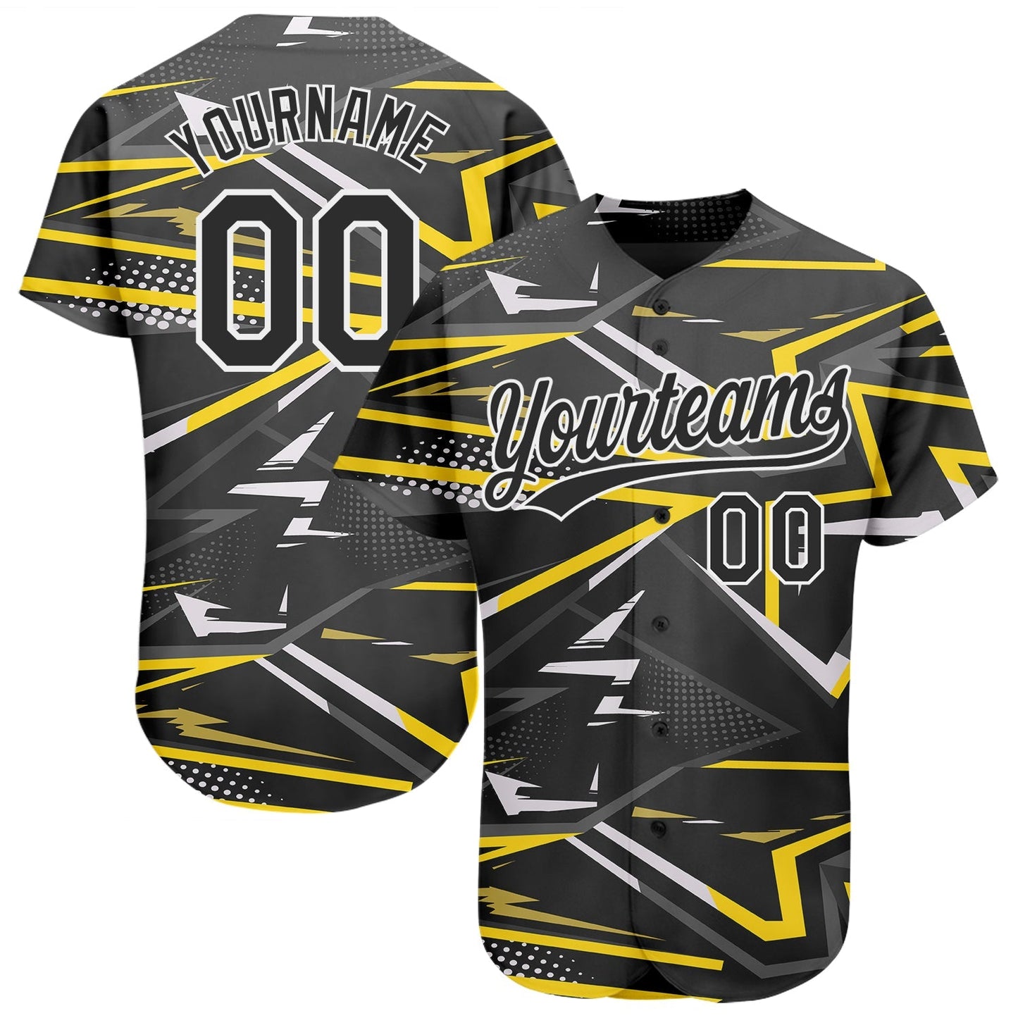 Custom Black Black-Gold 3D Pattern Design Authentic Baseball Jersey baseball jersey product view 1