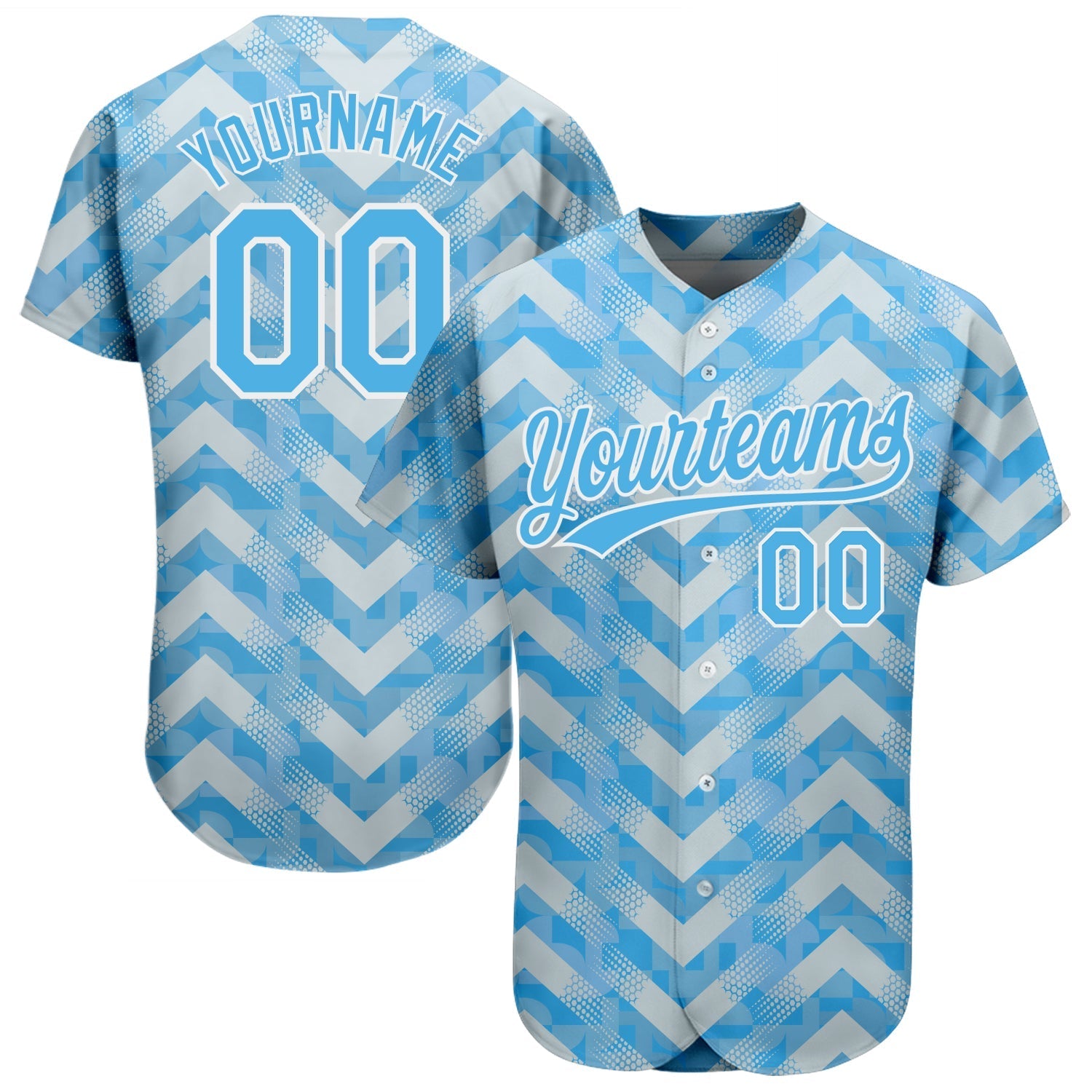 Custom Light Blue Light Blue-White 3D Pattern Design Authentic Baseball Jersey baseball jersey product view 1