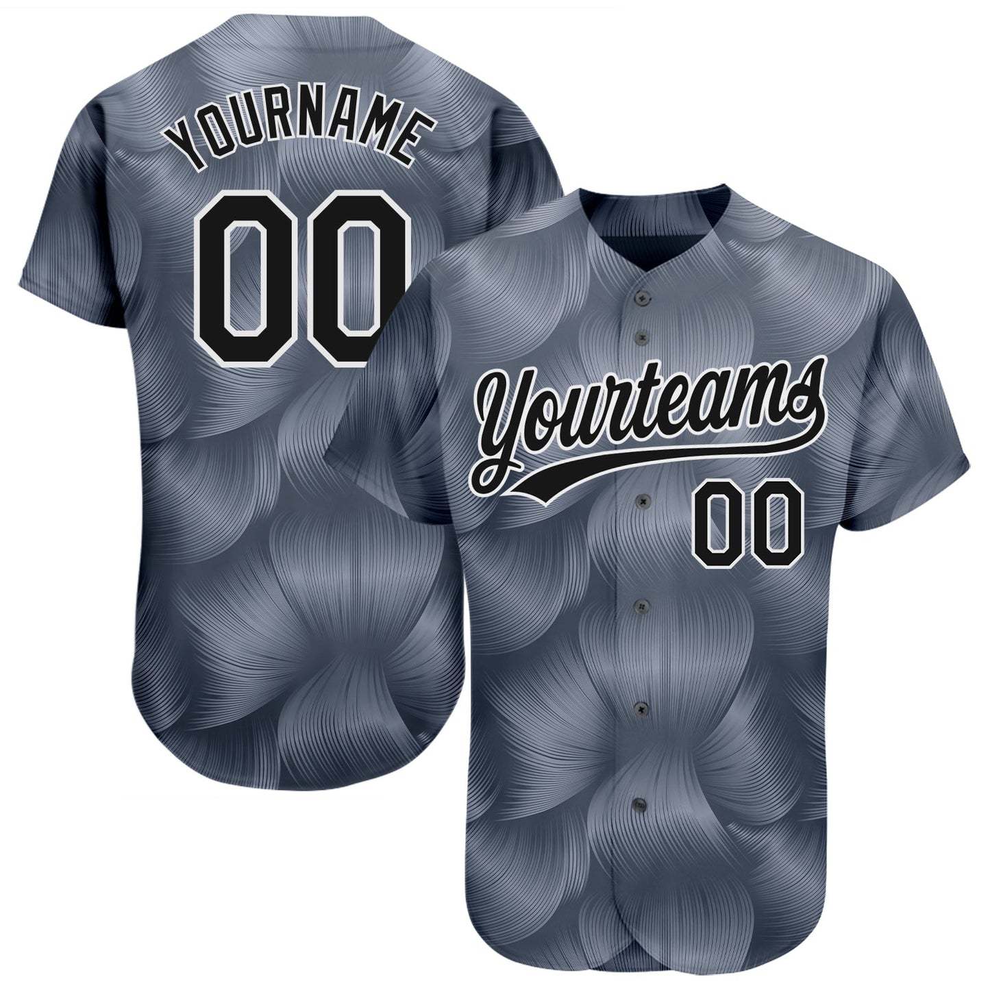 Custom Steel Gray Black-White 3D Pattern Design Authentic Baseball Jersey baseball jersey product view 1