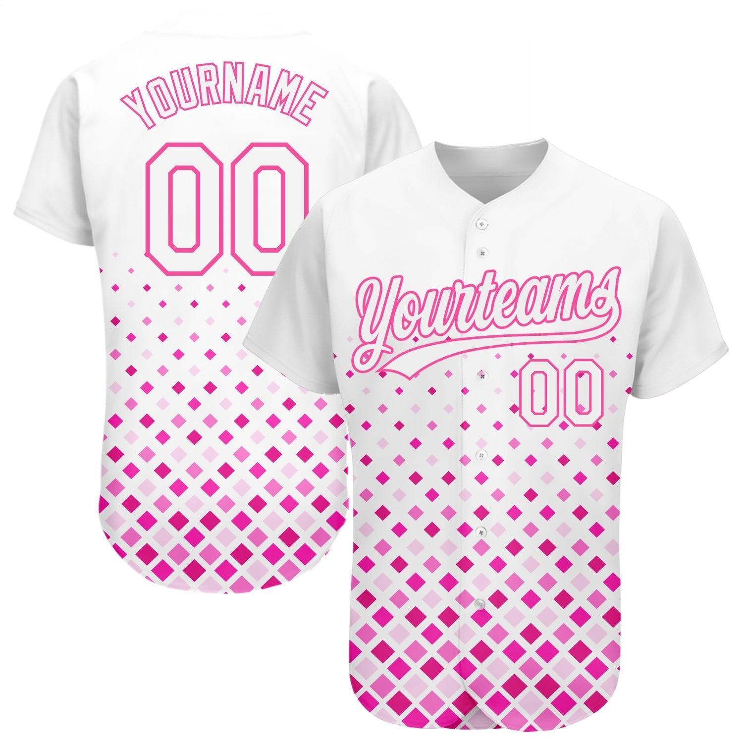 Custom White White-Pink 3D Pattern Design Authentic Baseball Jersey baseball jersey product view 1