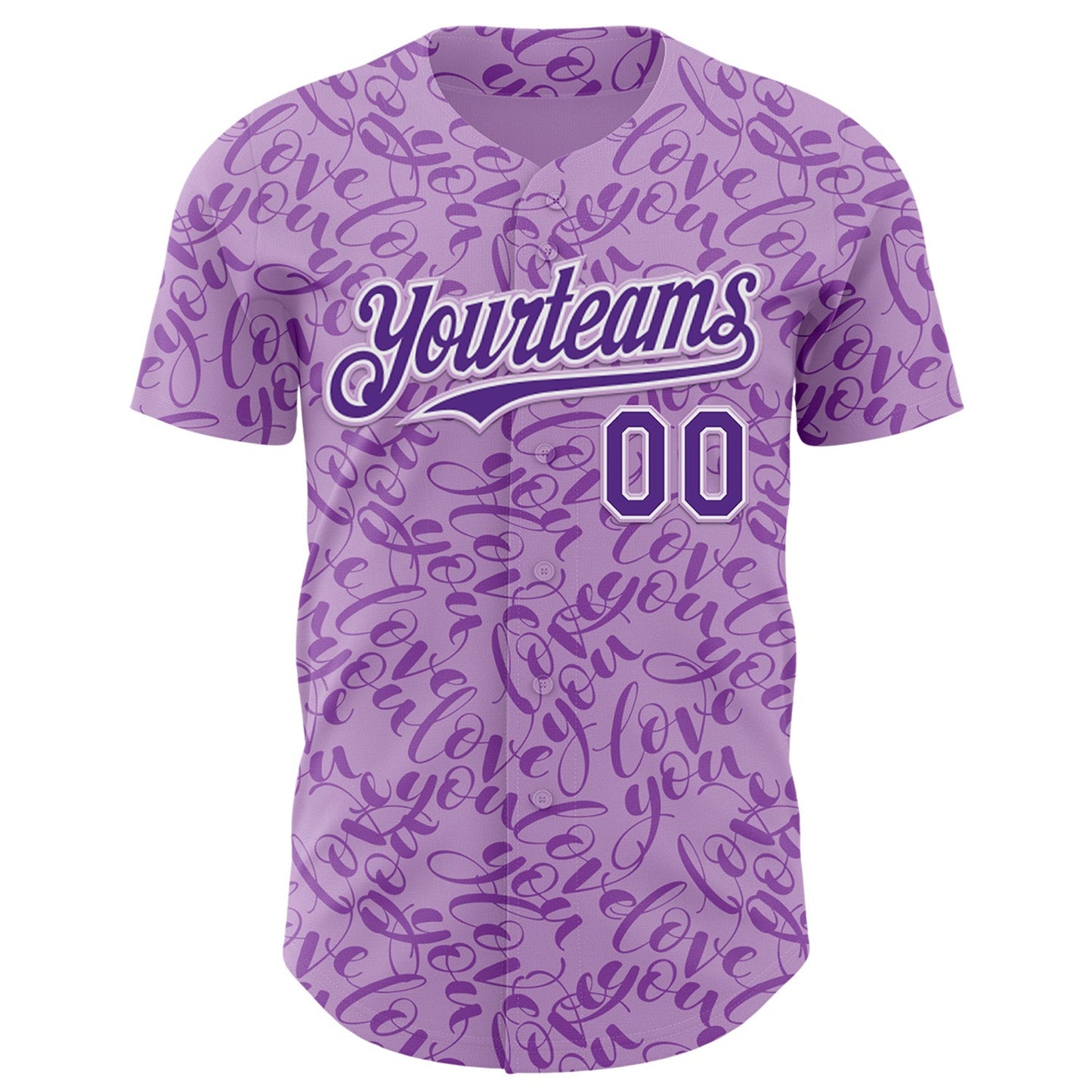 Custom Light Purple Purple-White Valentine's Day Love Authentic Baseball Jersey baseball jersey product view 2