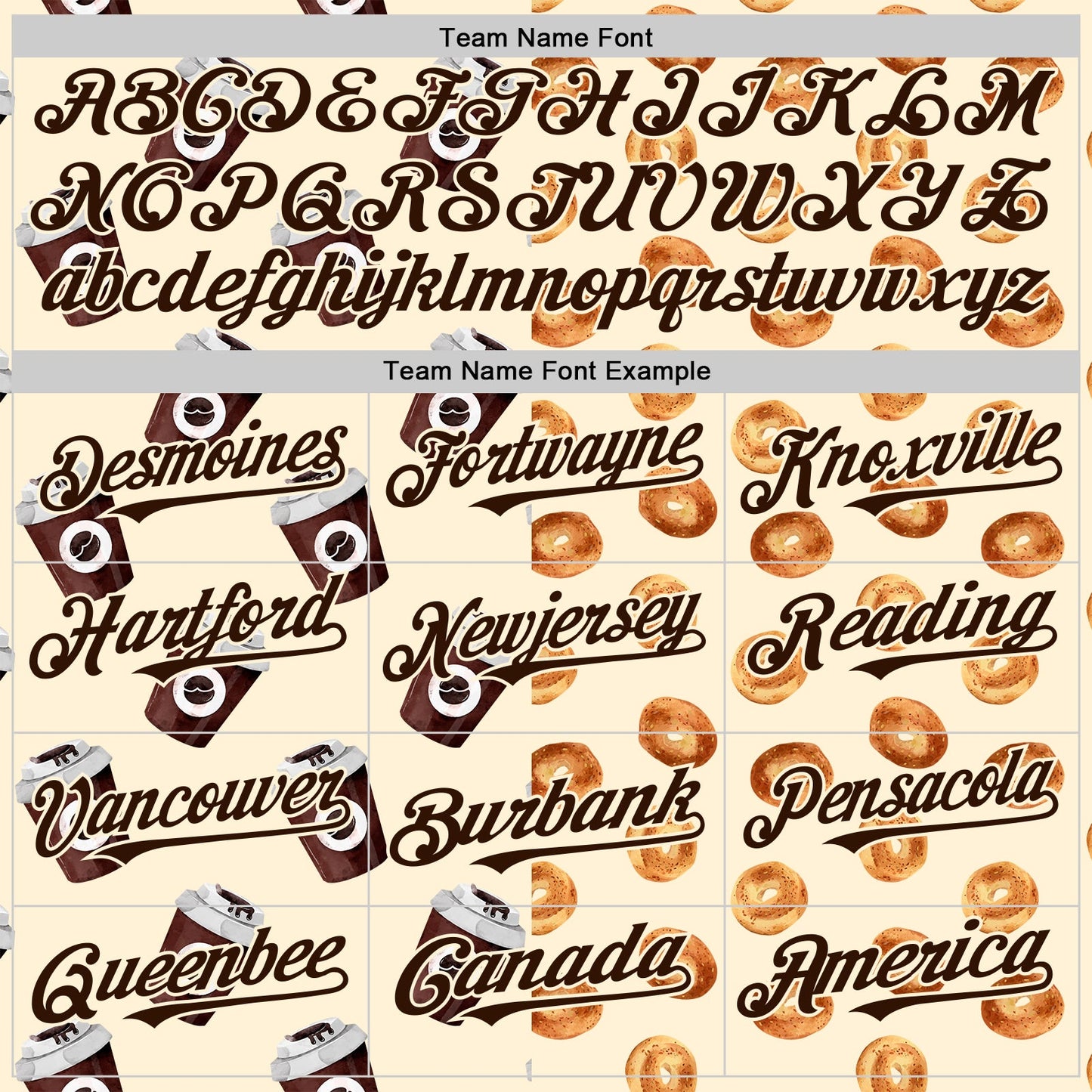 Custom Cream Brown Valentine's Day Bagel Meets Coffee Authentic Baseball Jersey baseball jersey product view 4