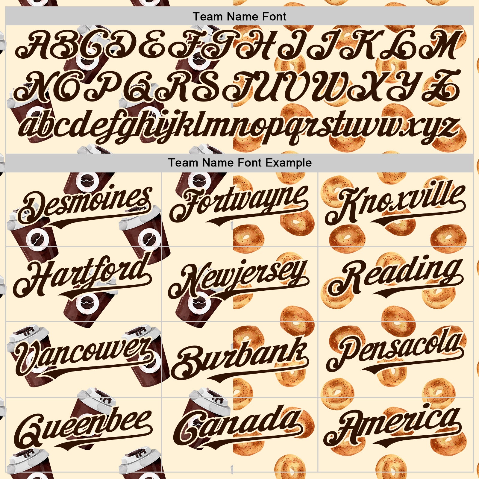 Custom Cream Brown Valentine's Day Bagel Meets Coffee Authentic Baseball Jersey baseball jersey product view 4