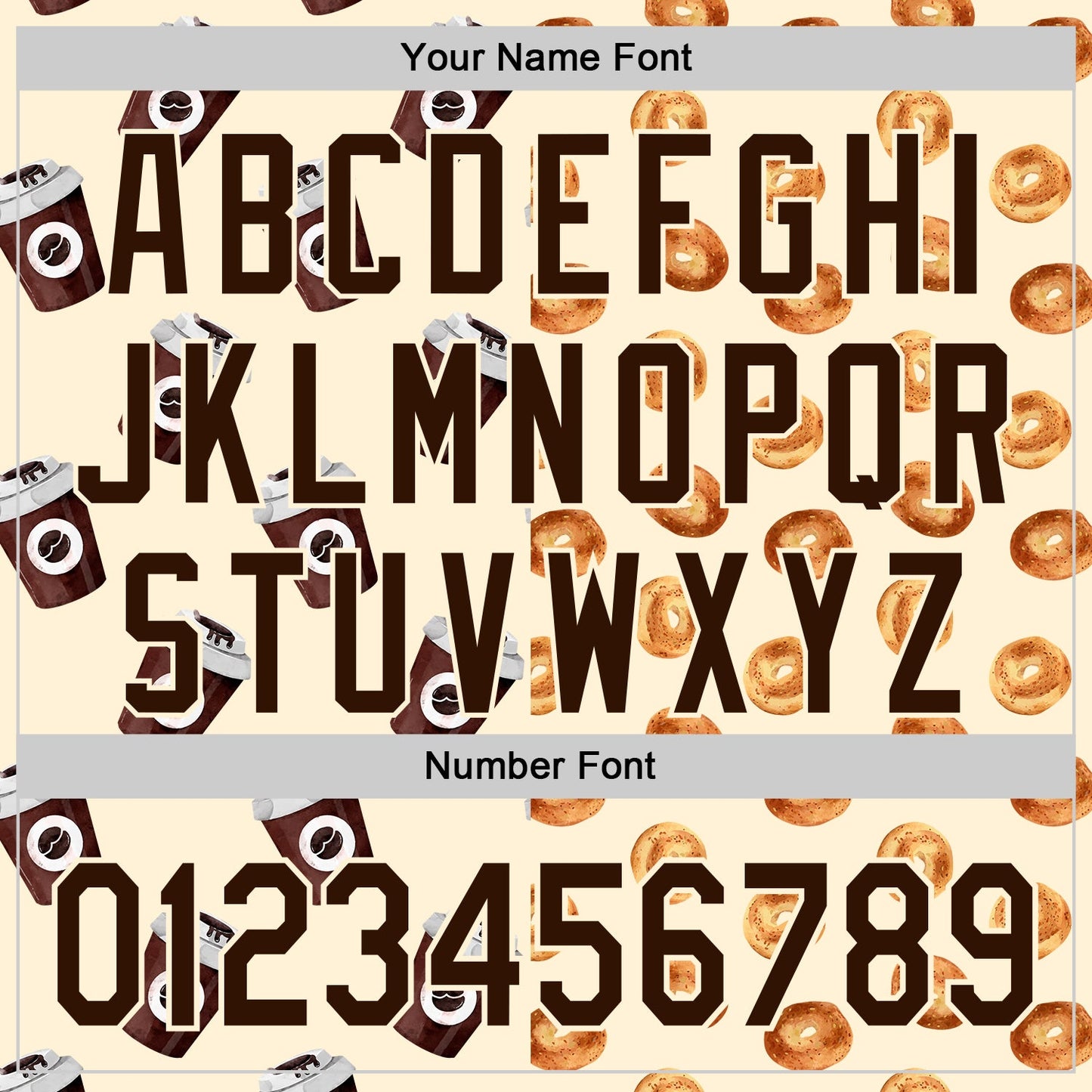 Custom Cream Brown Valentine's Day Bagel Meets Coffee Authentic Baseball Jersey baseball jersey product view 5