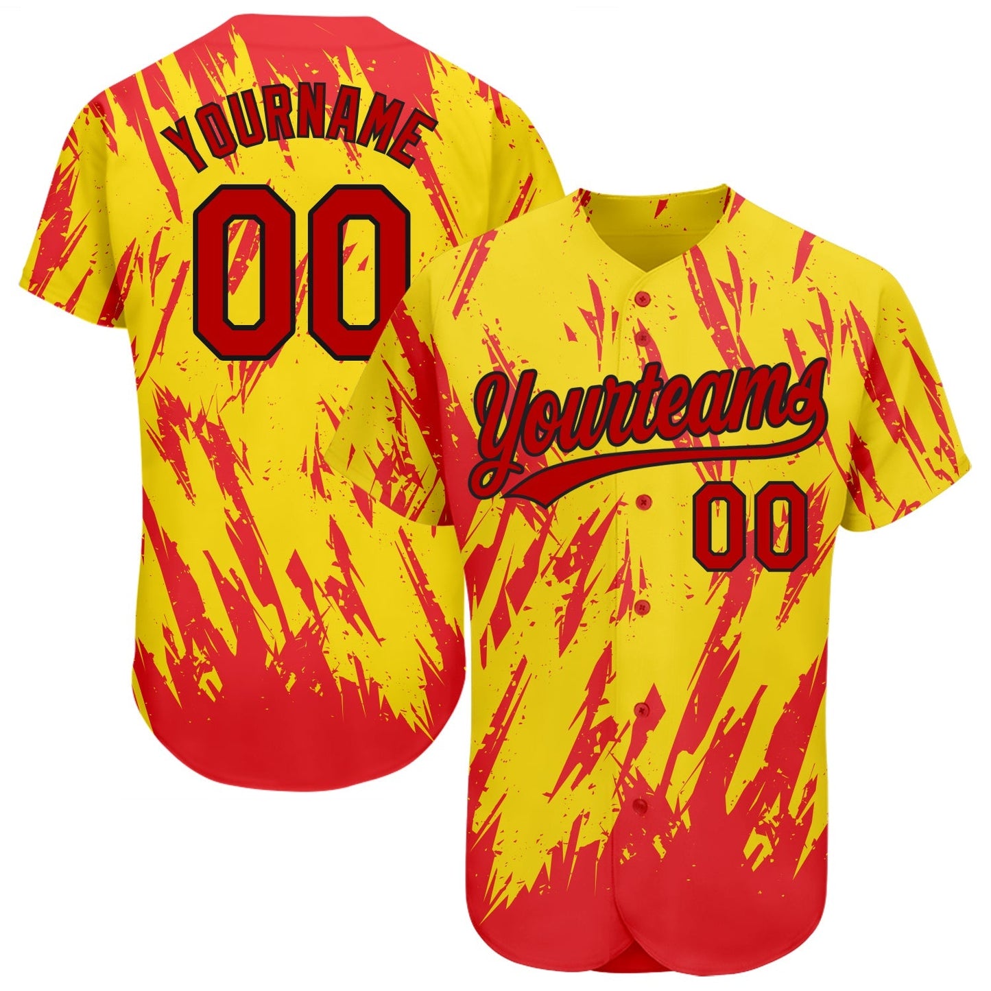 Custom Gold Red-Black 3D Pattern Design Authentic Baseball Jersey baseball jersey product view 1