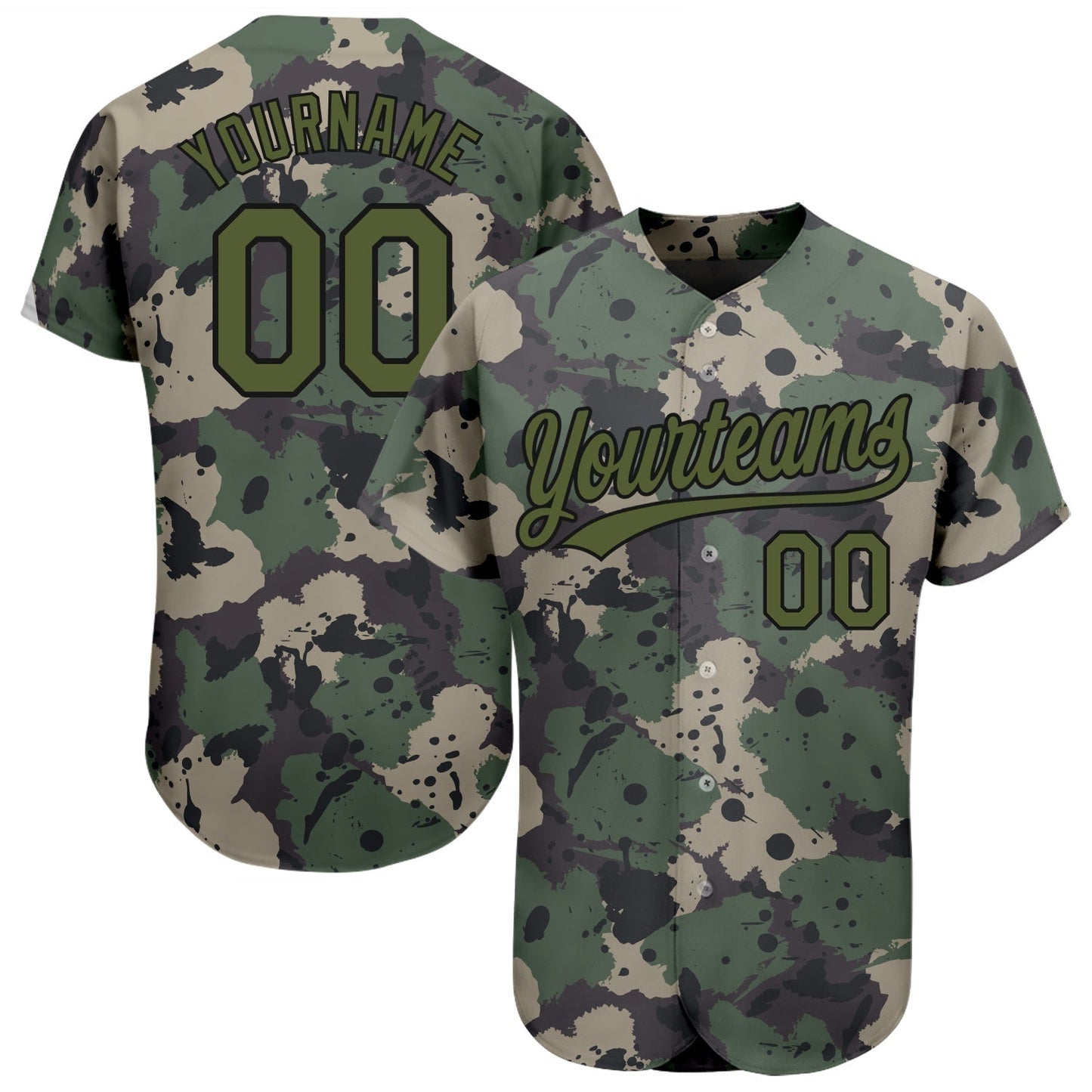 Custom Camo Olive-Black 3D Pattern Design Authentic Salute To Service Baseball Jersey baseball jersey product view 1