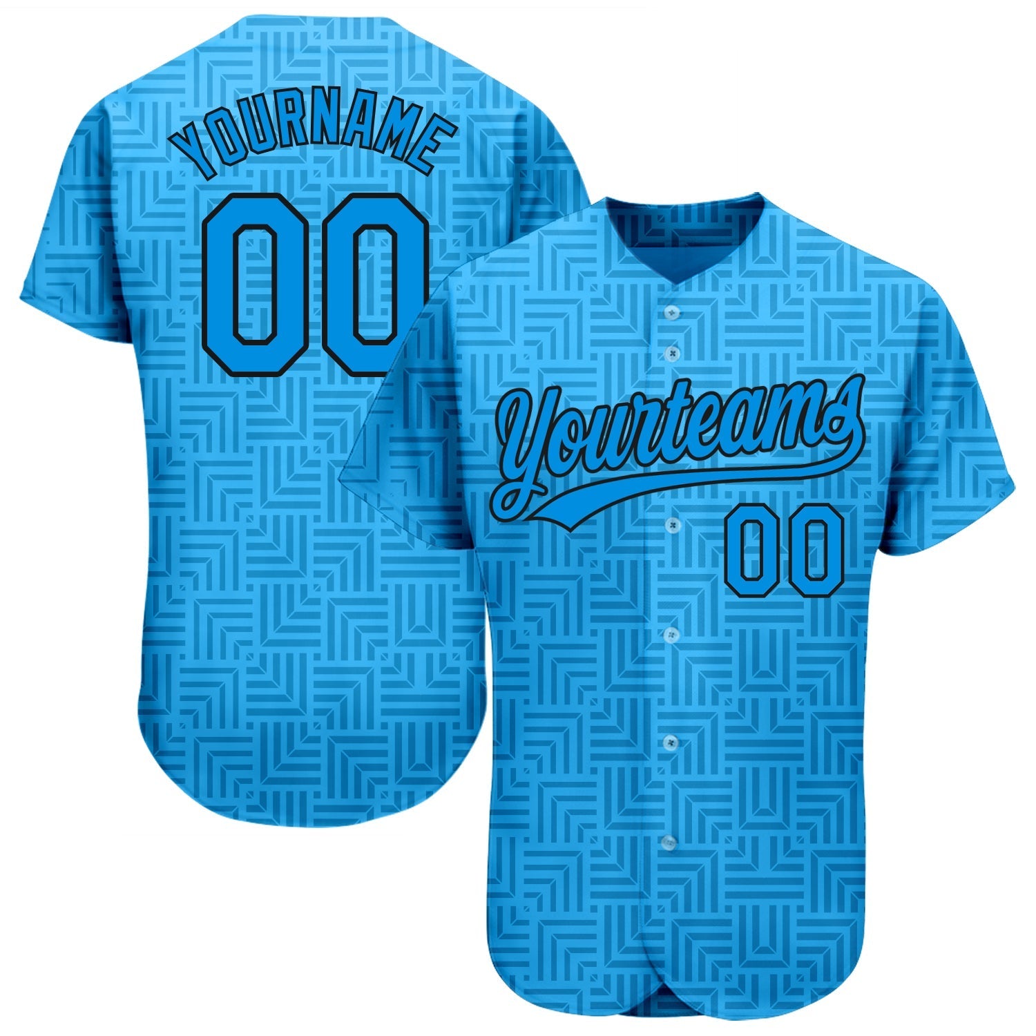Custom Blue Blue-Black 3D Pattern Design Authentic Baseball Jersey baseball jersey product view 1