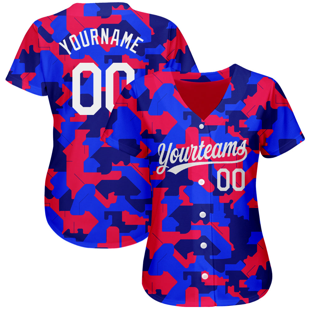 Custom Camo White-Royal 3D Pattern Design Authentic Salute To Service Baseball Jersey baseball jersey product view 2