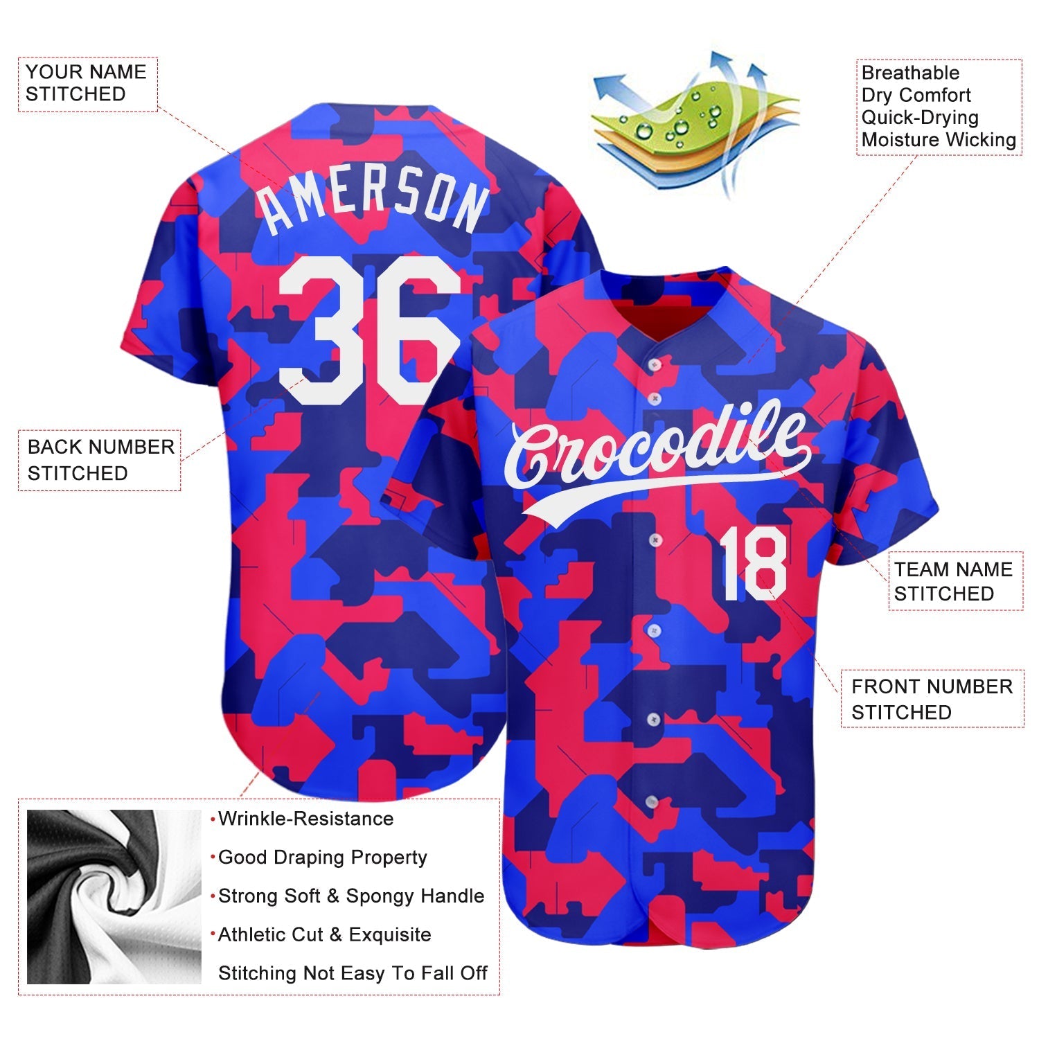 Custom Camo White-Royal 3D Pattern Design Authentic Salute To Service Baseball Jersey baseball jersey product view 3