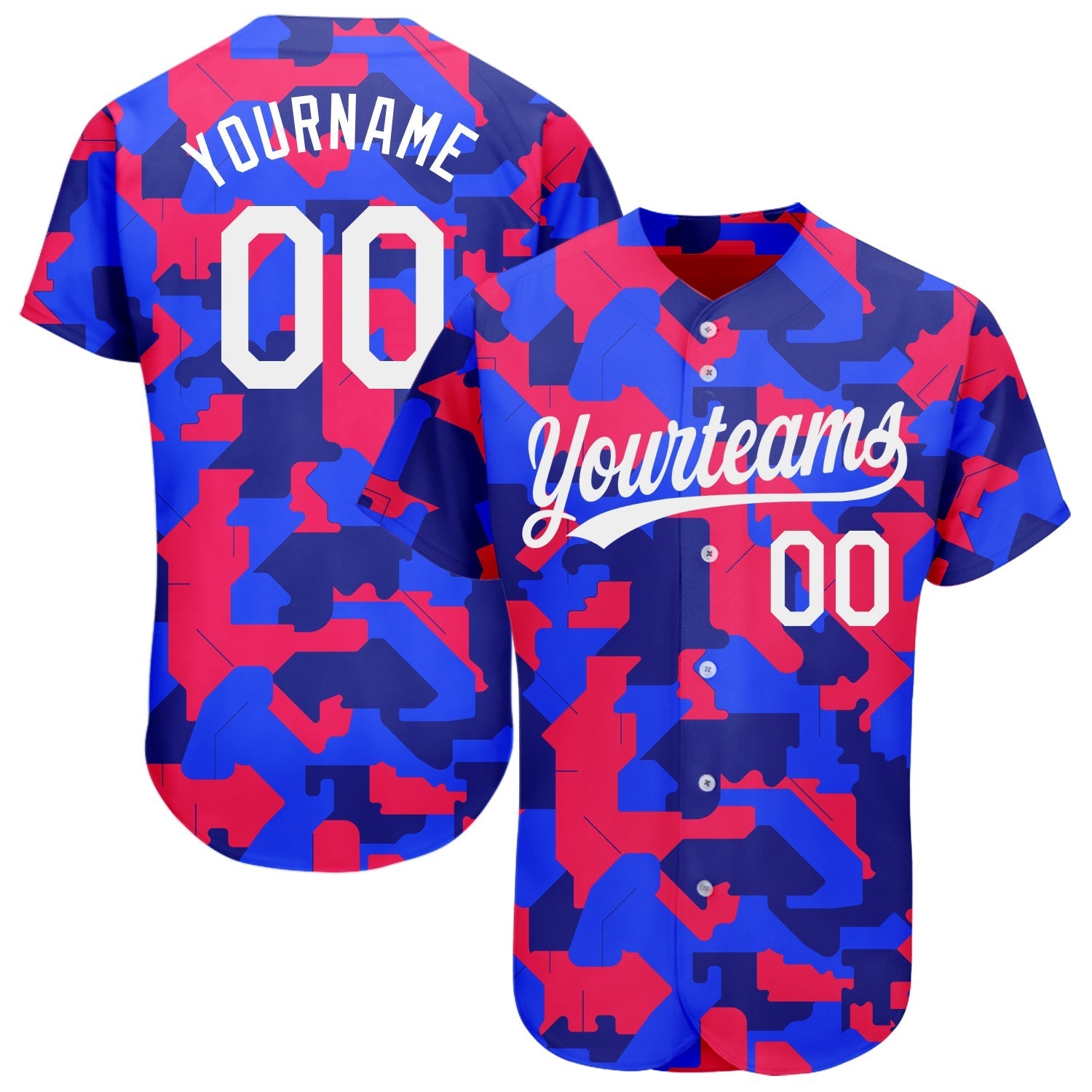 Custom Camo White-Royal 3D Pattern Design Authentic Salute To Service Baseball Jersey baseball jersey product view 1