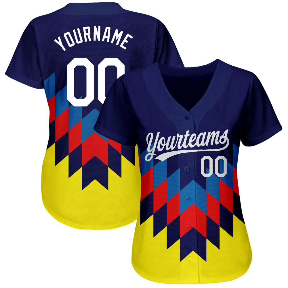 Custom Figure White-Gold 3D Pattern Design Authentic Baseball Jersey baseball jersey product view 2
