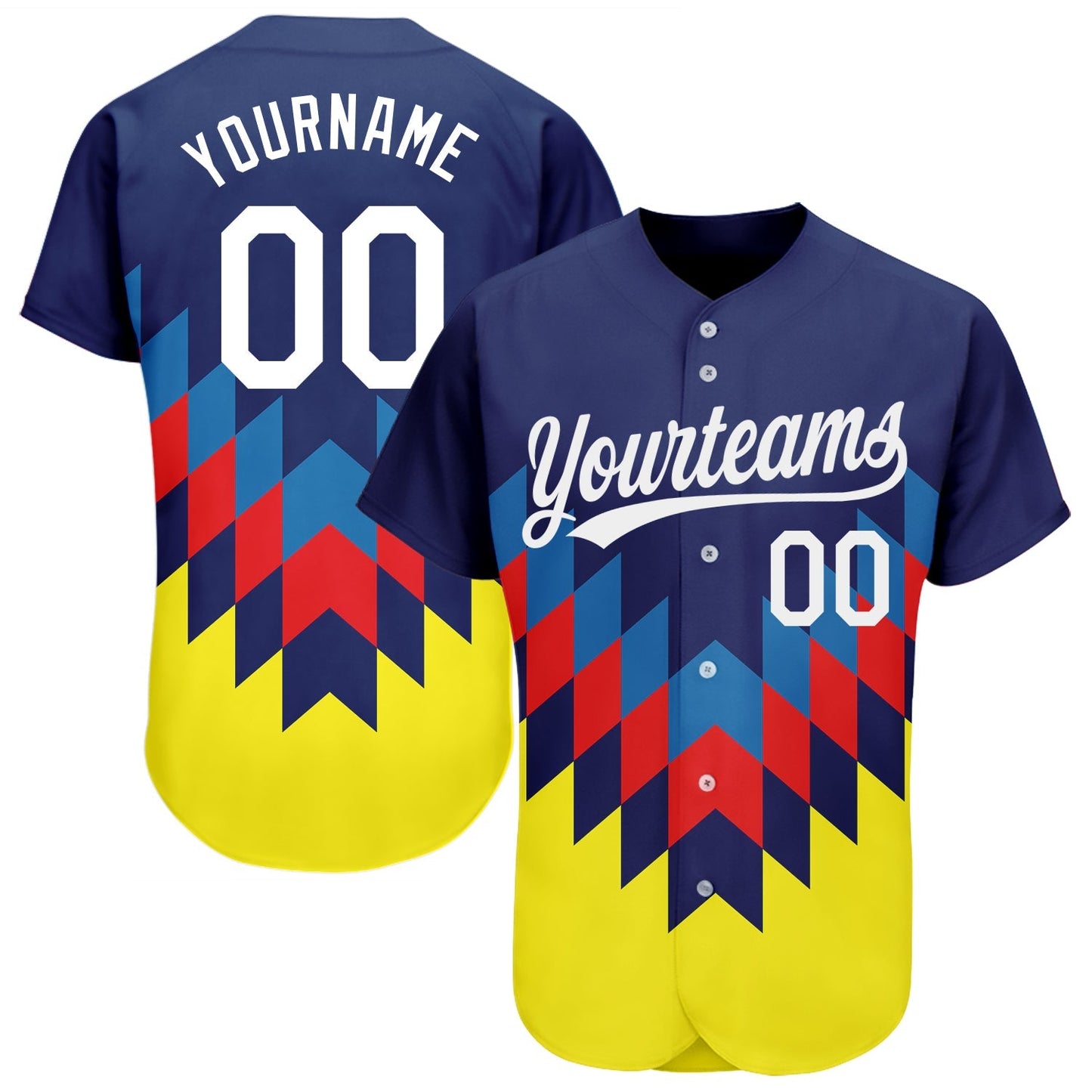 Custom Figure White-Gold 3D Pattern Design Authentic Baseball Jersey baseball jersey product view 1