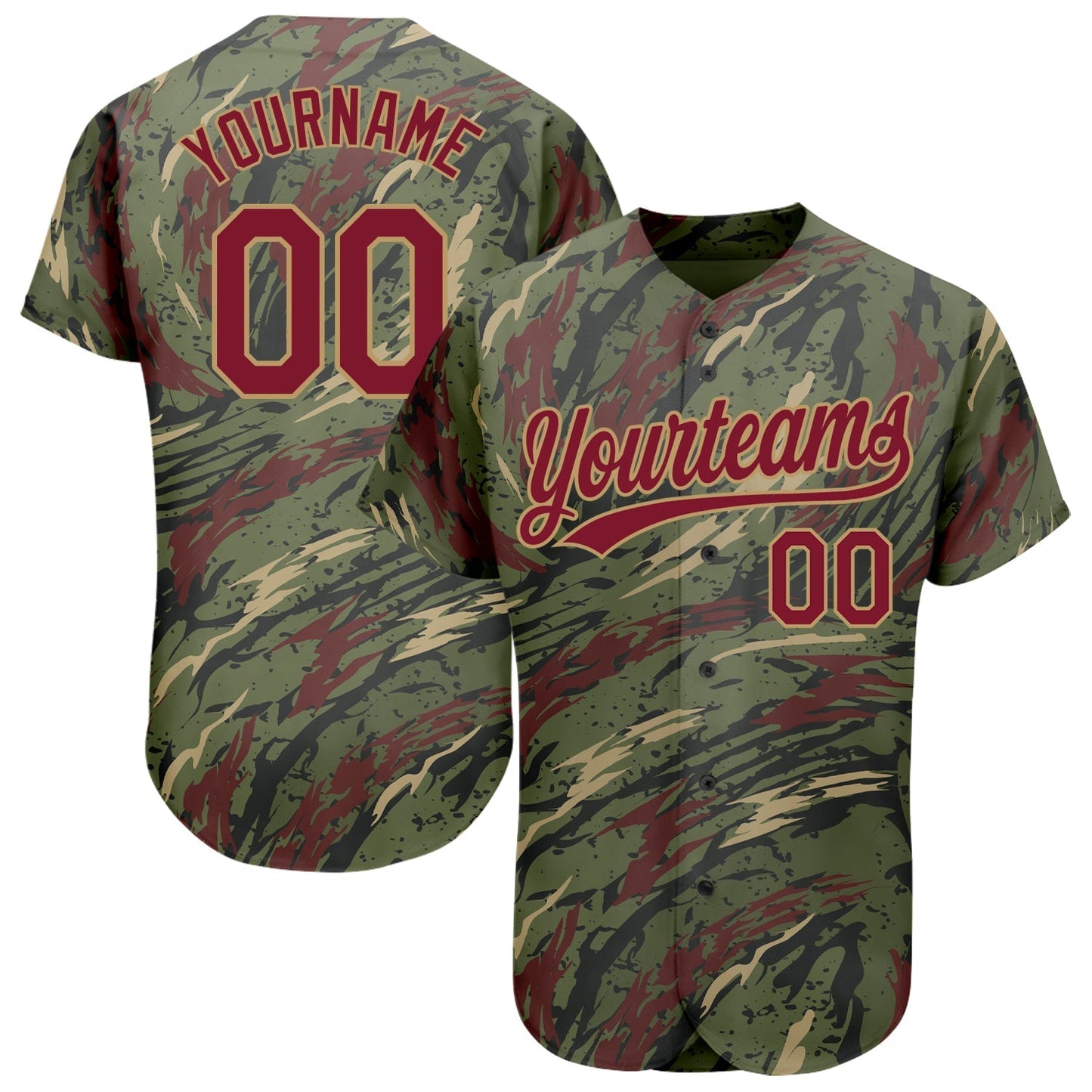 Custom Olive Crimson-Old Gold 3D Pattern Design Authentic Salute To Service Baseball Jersey baseball jersey product view 1
