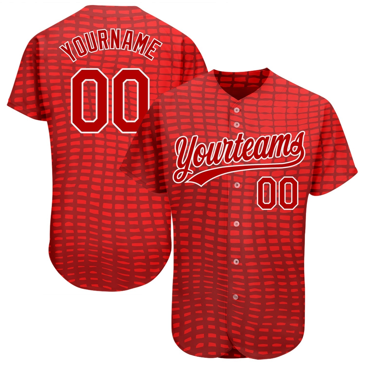 Custom Red Red-White 3D Pattern Design Authentic Baseball Jersey baseball jersey product view 1