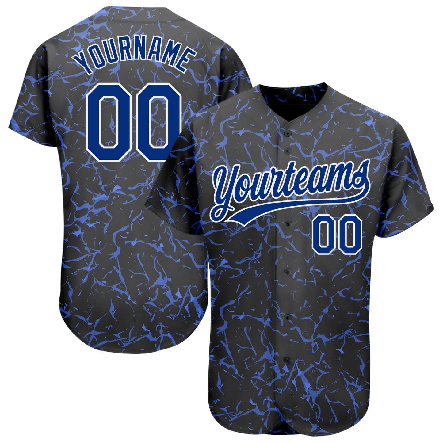 Custom Black Royal-White 3D Pattern Design Authentic Baseball Jersey baseball jersey product view 1