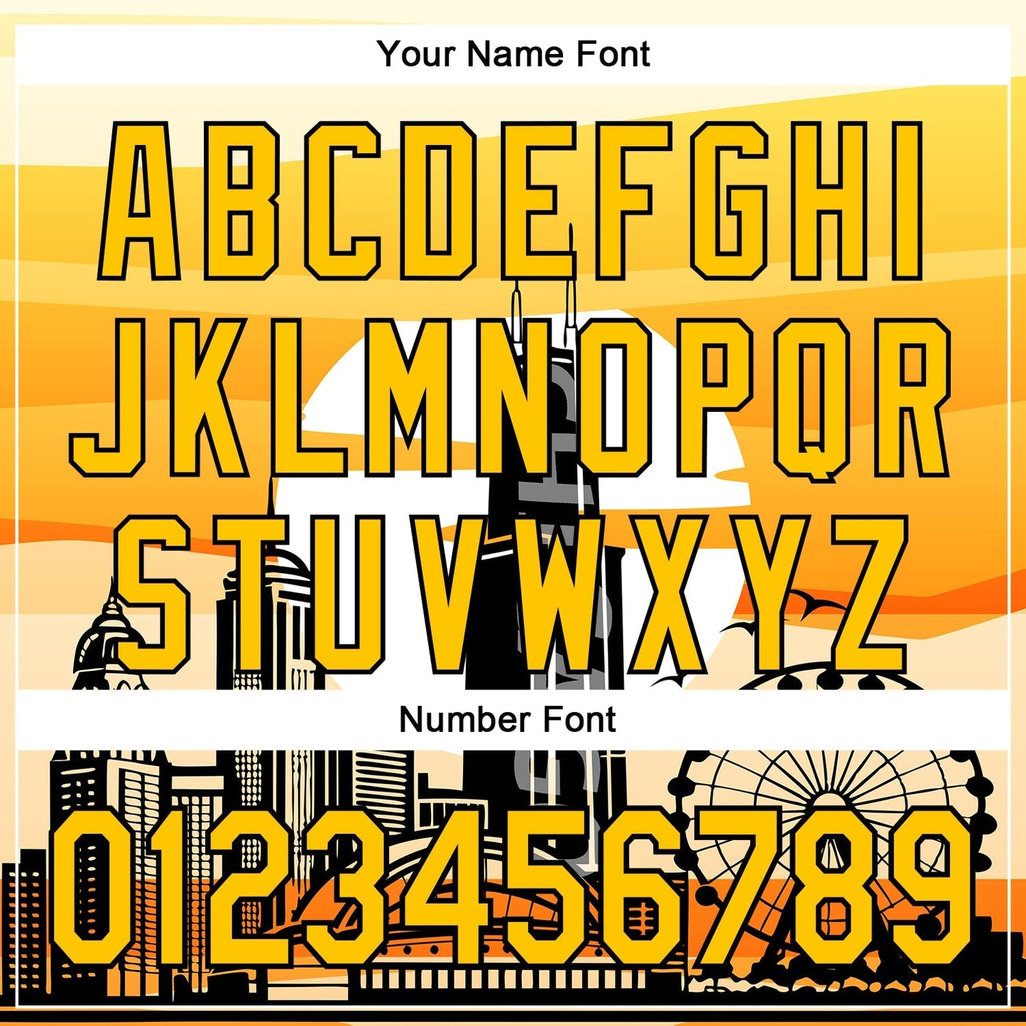 Custom Yellow Black-White Chicago Illinois Cityscape Landmark City Symbol Authentic Baseball Jersey baseball jersey product view 5