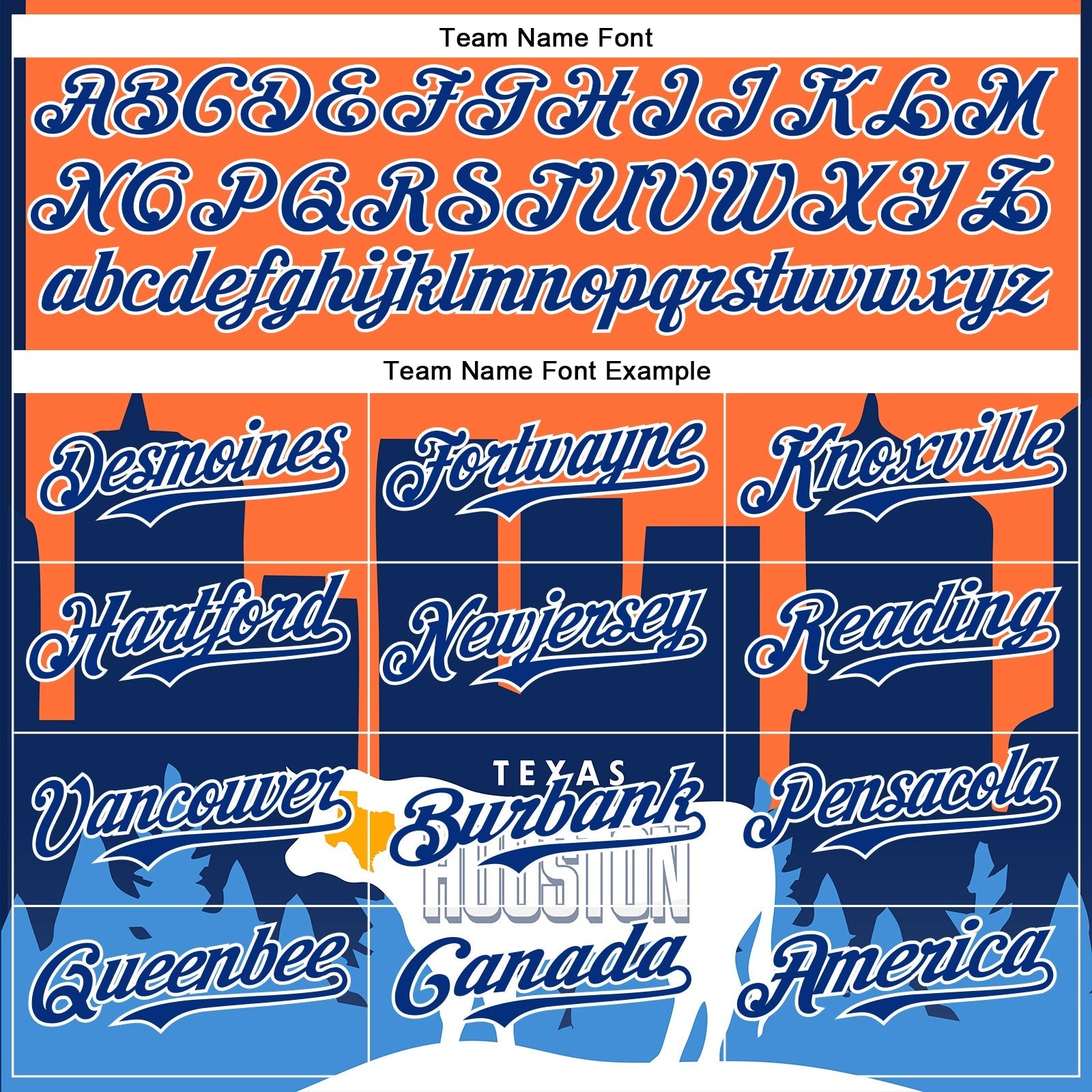 Custom Orange Royal-White Houston Texas Cityscape Landmark City Symbol Authentic Baseball Jersey baseball jersey product view 4