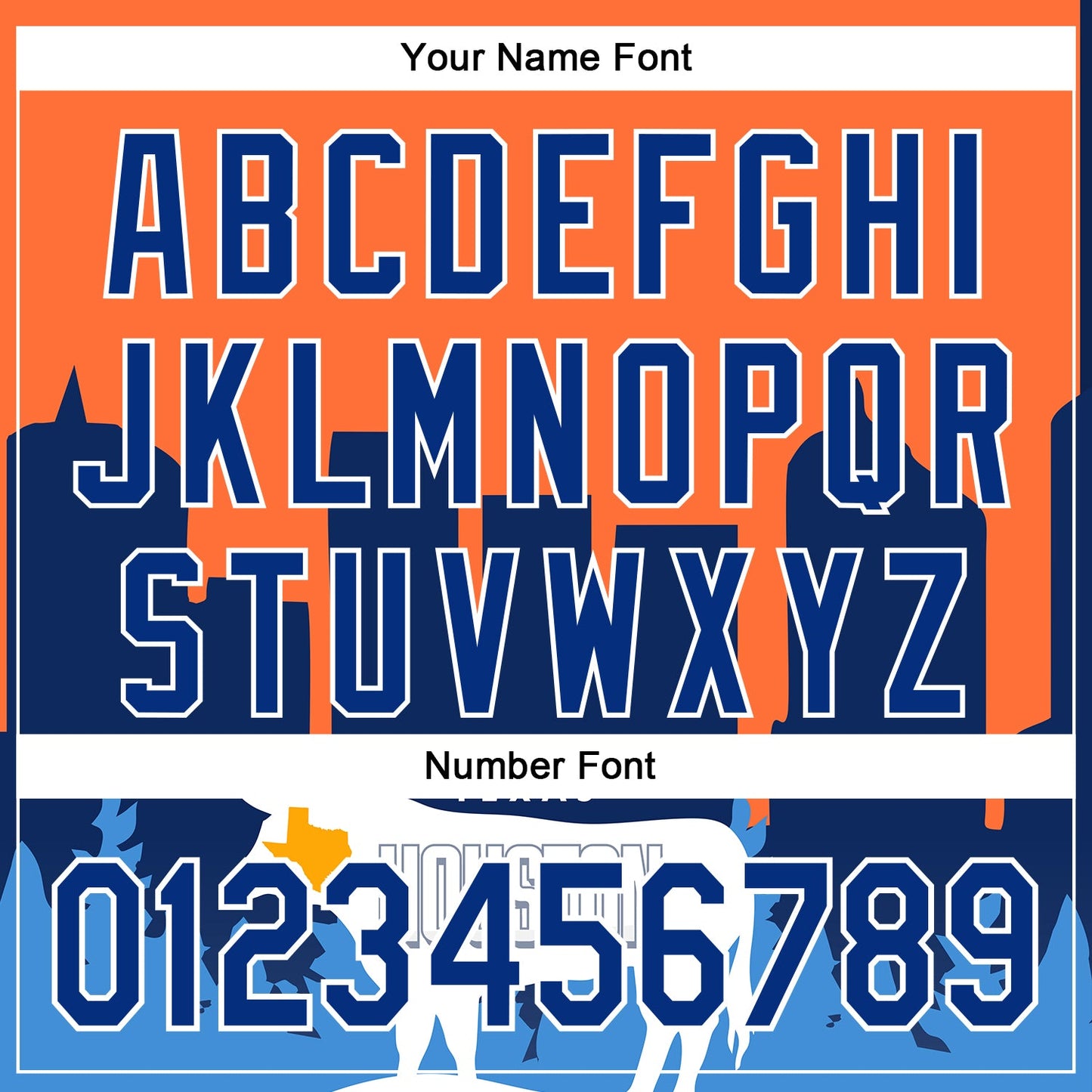 Custom Orange Royal-White Houston Texas Cityscape Landmark City Symbol Authentic Baseball Jersey baseball jersey product view 5