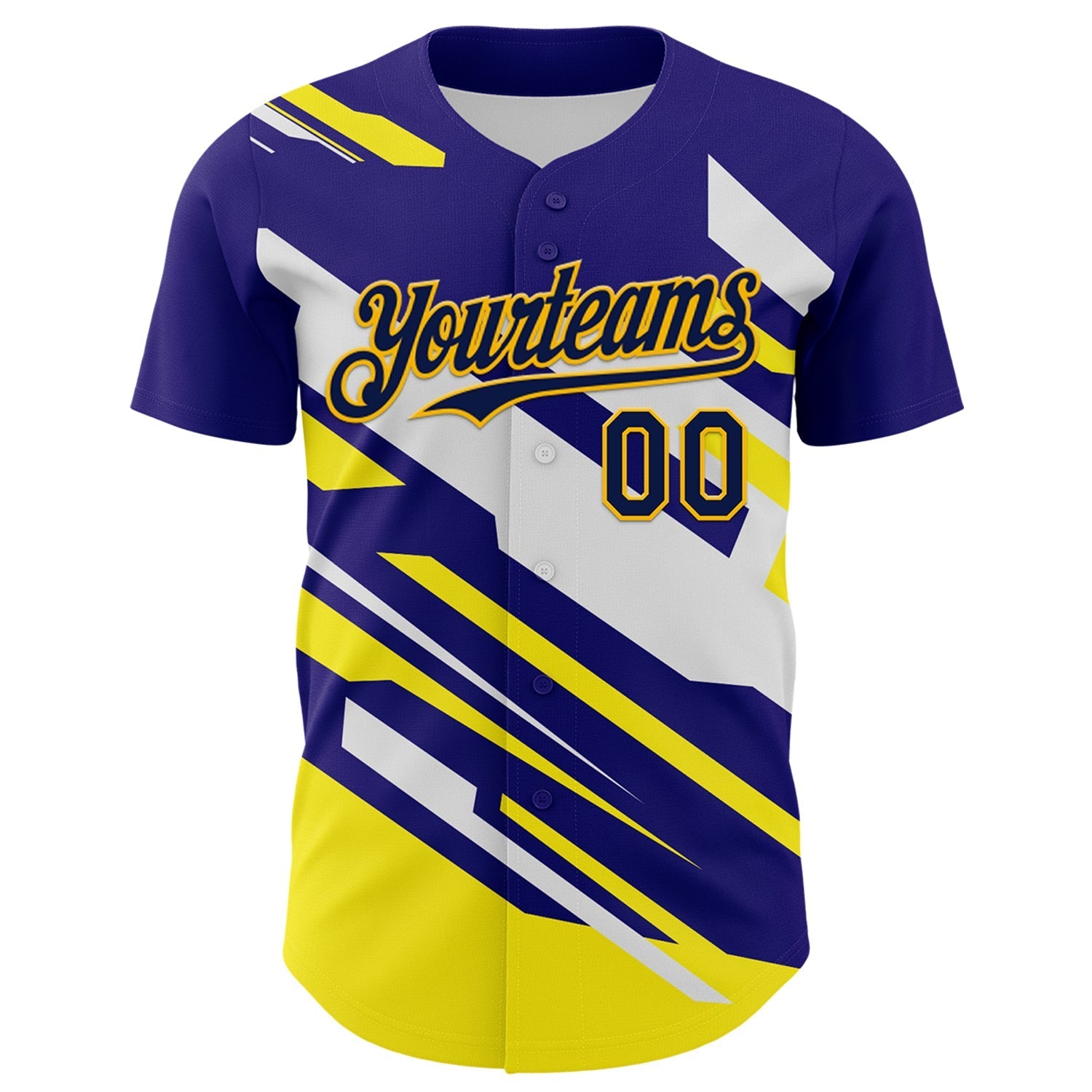 Custom Purple Navy Yellow-White Car Racing Formula Auto Motorsport Authentic Baseball Jersey baseball jersey product view 2
