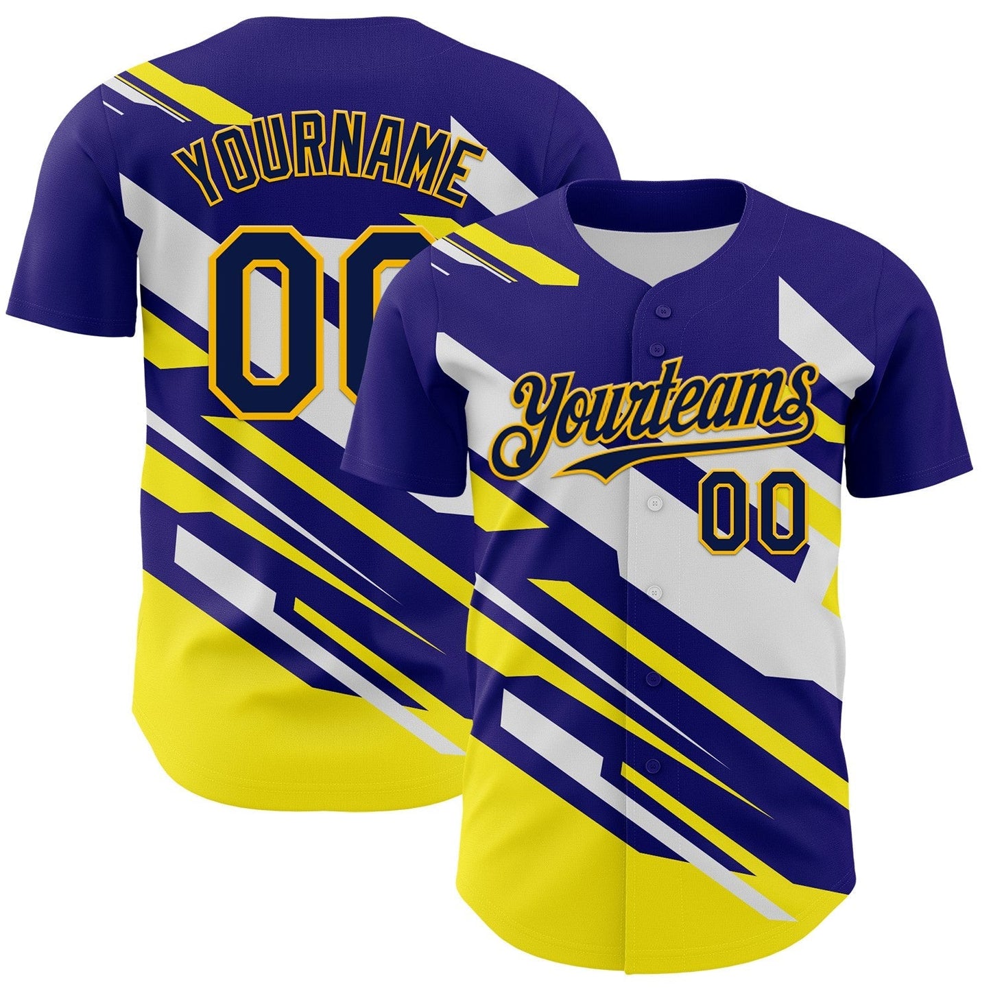 Custom Purple Navy Yellow-White Car Racing Formula Auto Motorsport Authentic Baseball Jersey baseball jersey product view 1